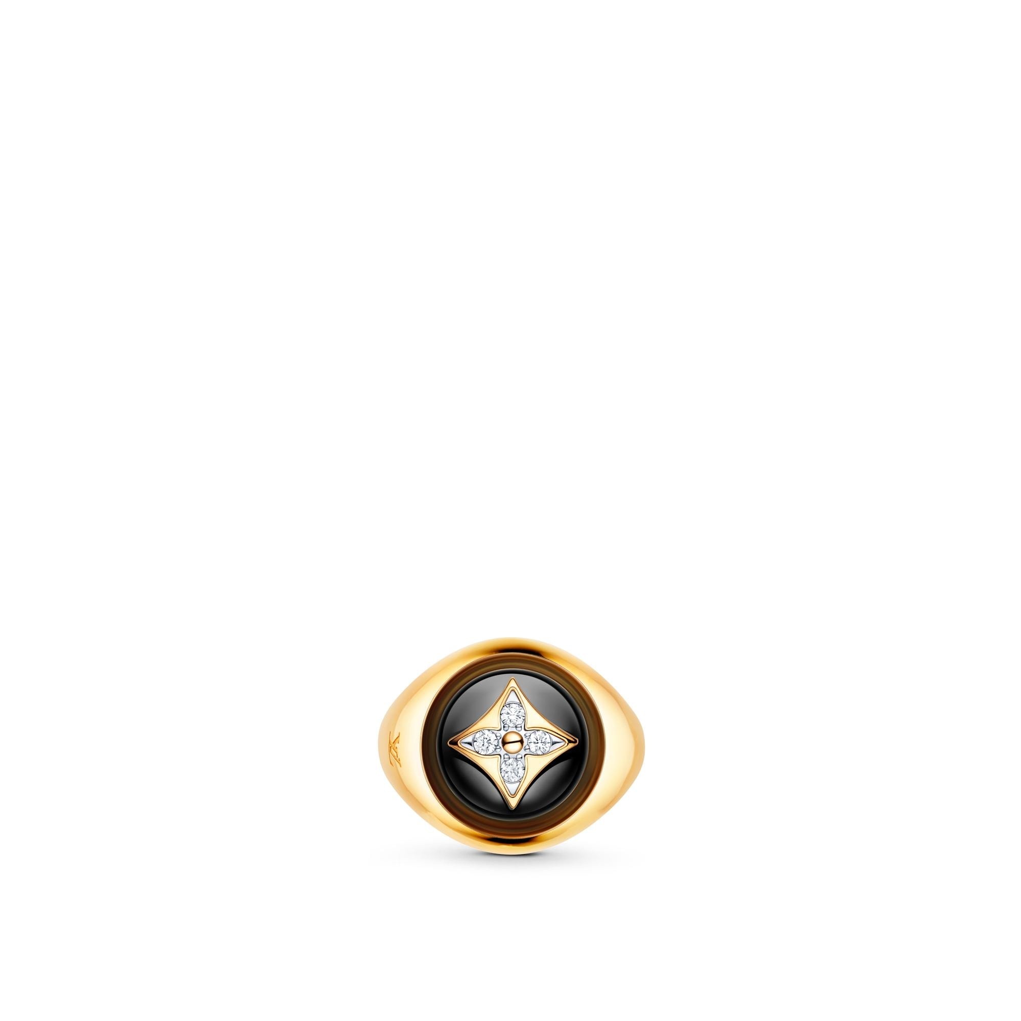 B Blossom Signet Ring, Yellow Gold, White Gold, Onyx And Diamonds - 3