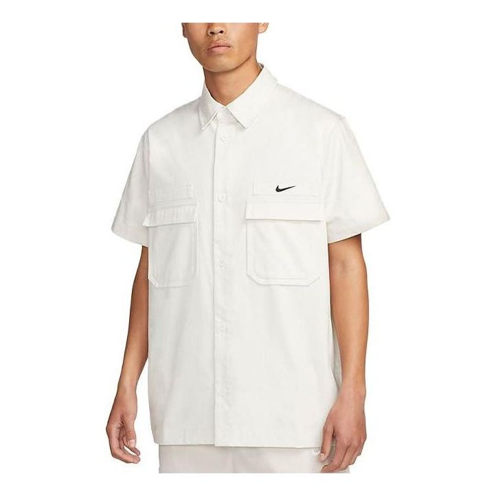 Nike Life Woven Military Short-Sleeve Button-Down Shirt 'White' DX3341-030 - 1
