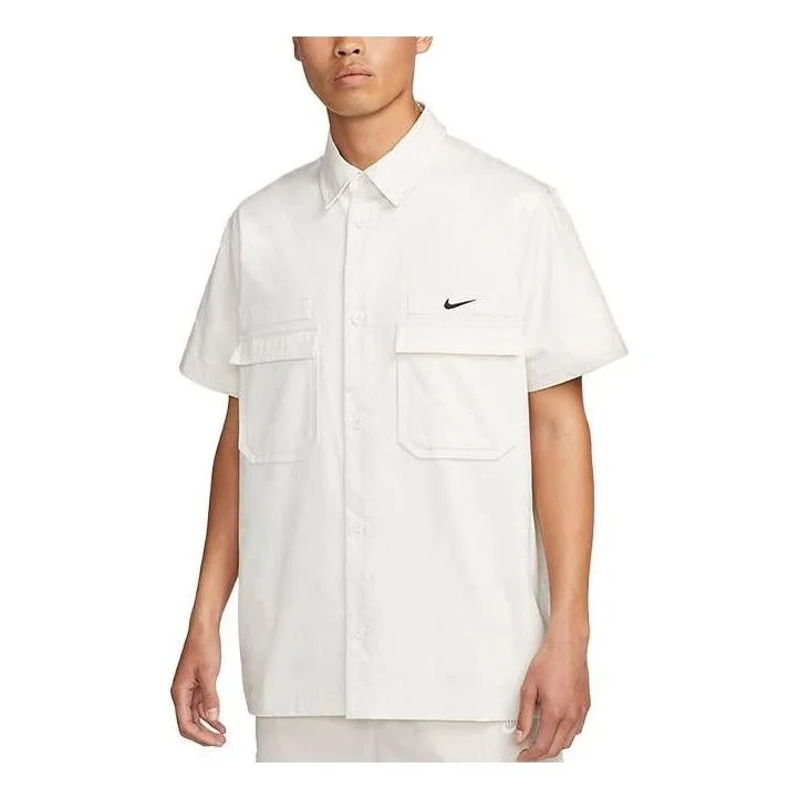 Nike Life Woven Military Short-Sleeve Button-Down Shirt 'White' DX3341-030 - 1