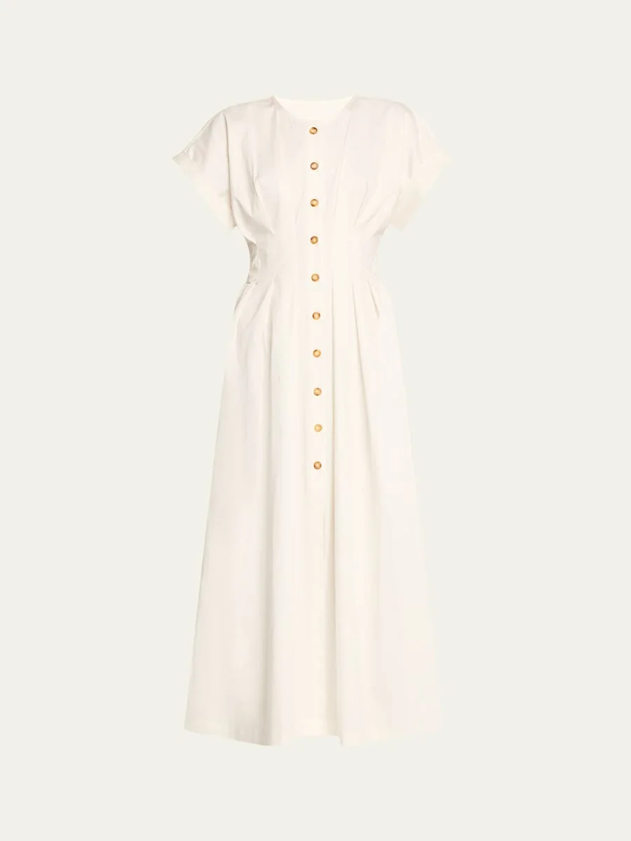 Dena Pleated Midi Shirtdress - 1