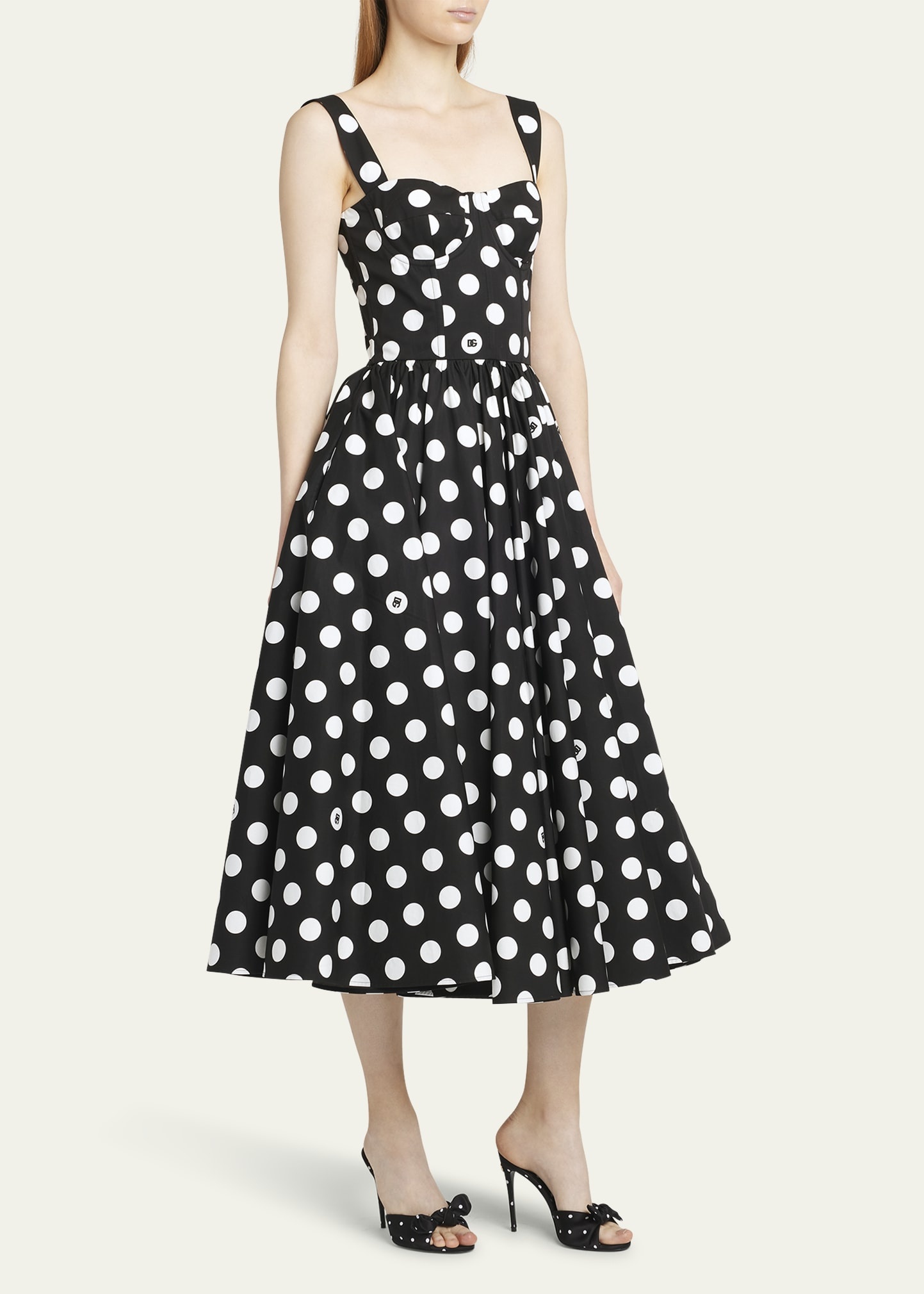 Polka-Dot Sweetheart Midi Dress - 4