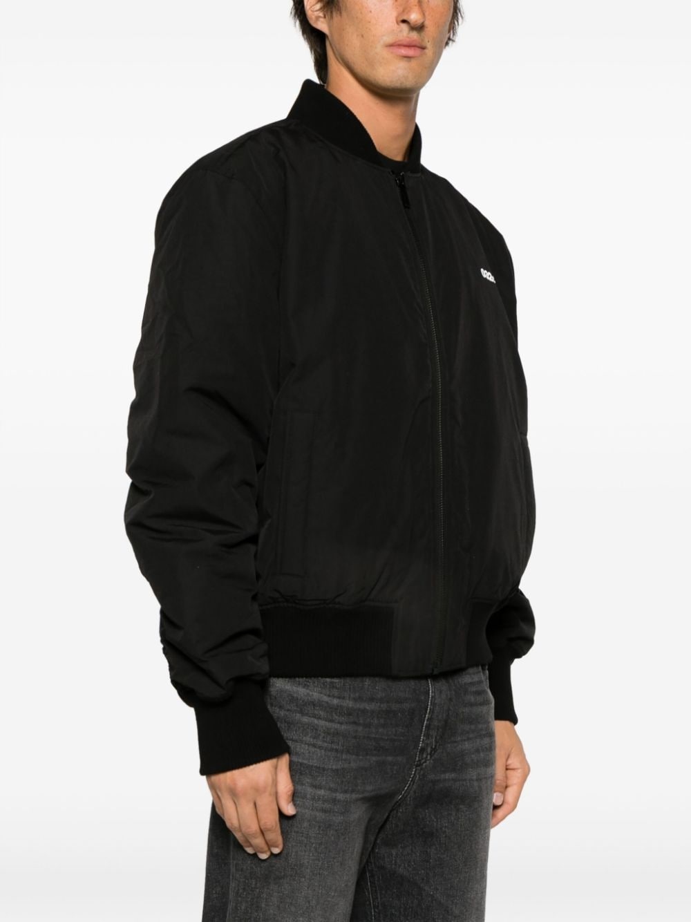 logo-print zip-up bomber jacket - 3