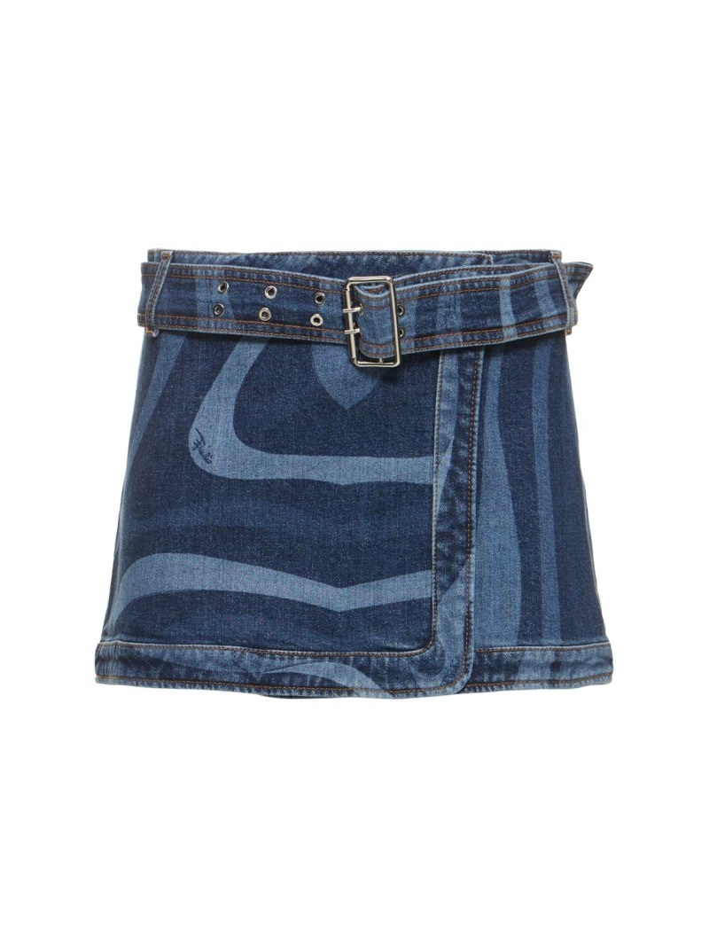 Denim mini skirt w/belt - 1