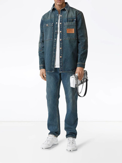 Burberry logo appliqué denim shirt outlook