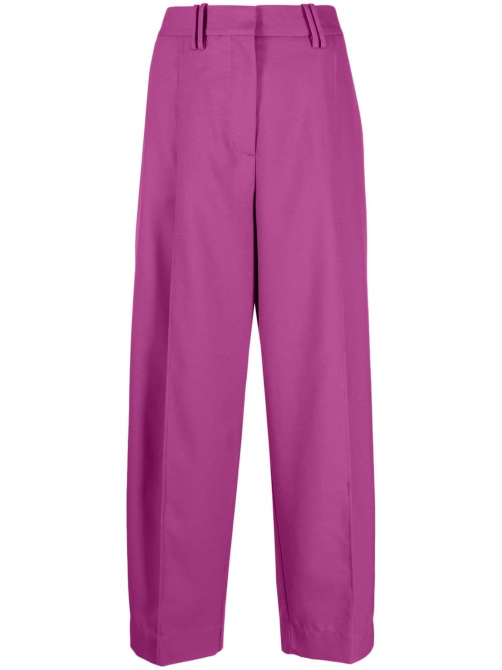 pleated straight-leg trousers - 1