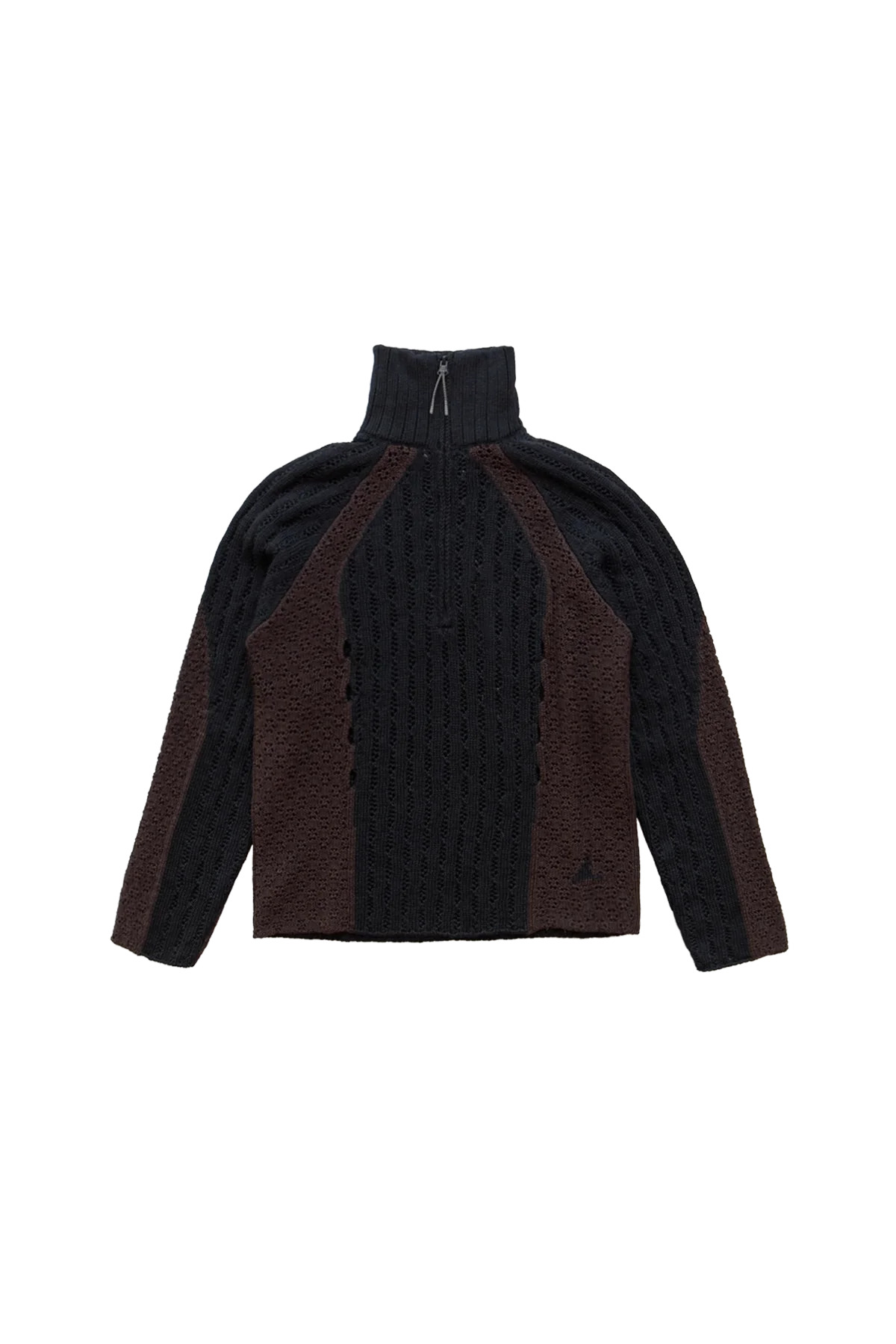 ROA Flower Stitch Turtleneck Zip Up Sweater - 1