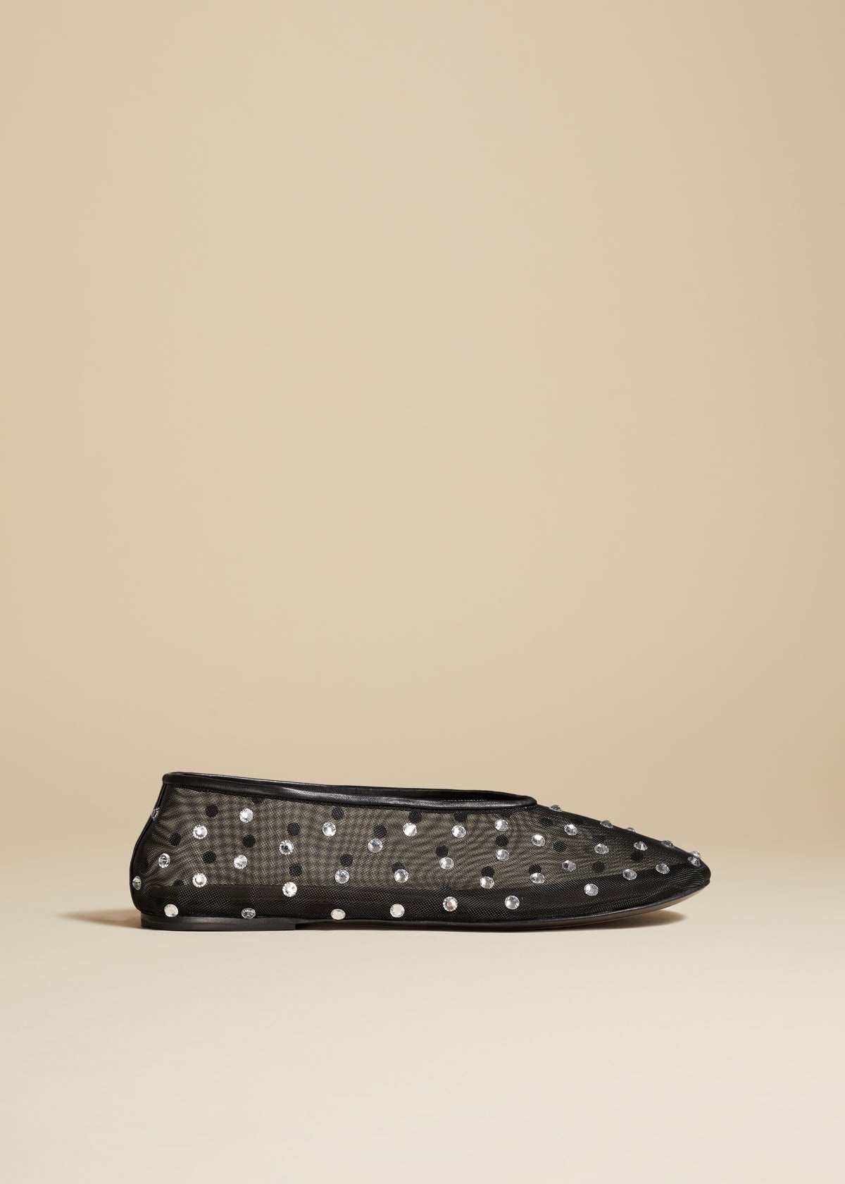 The Marcy Flat in Black Mesh with Crystals - 1