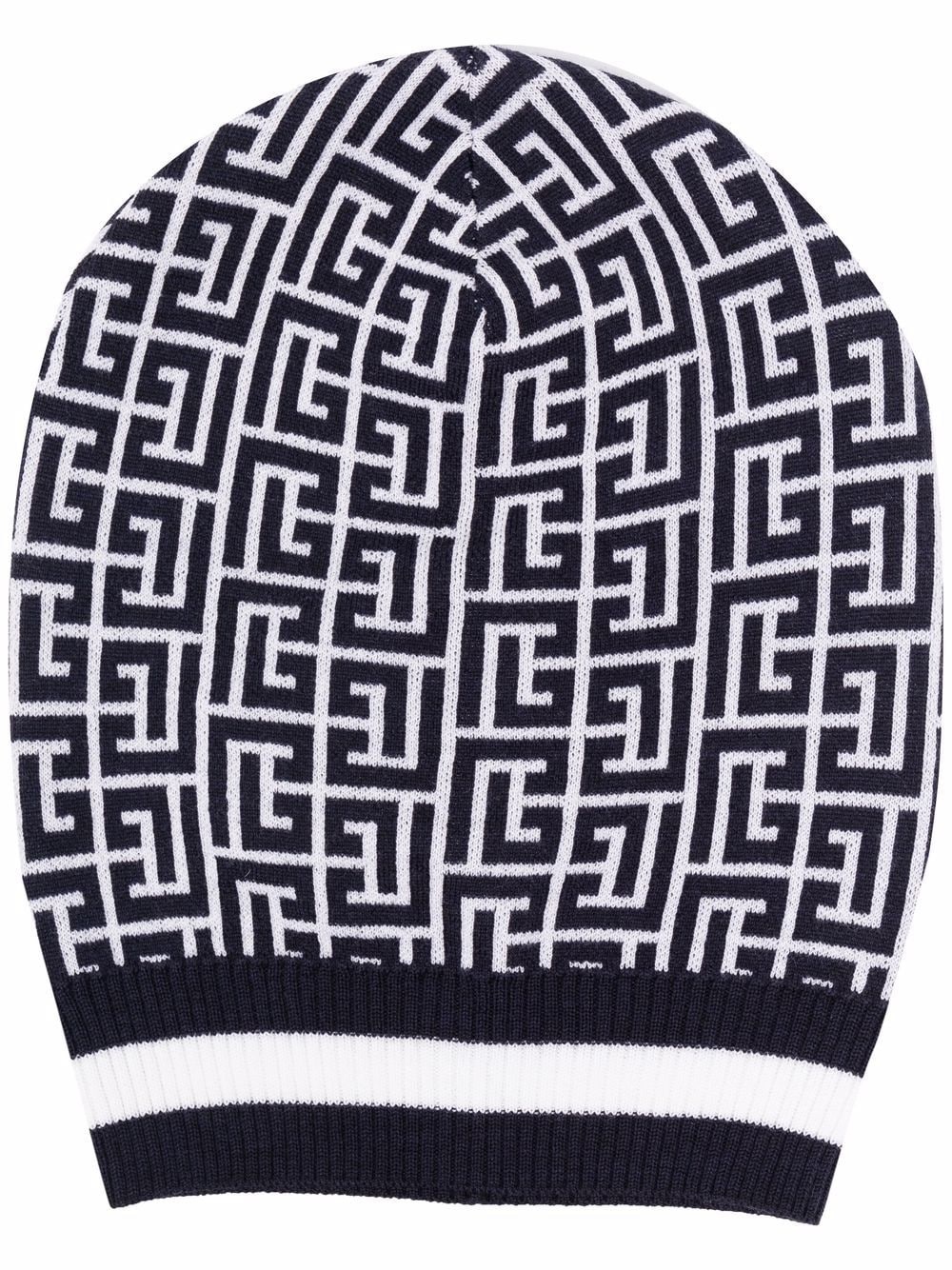 ribbed detailing monogram beanie - 1