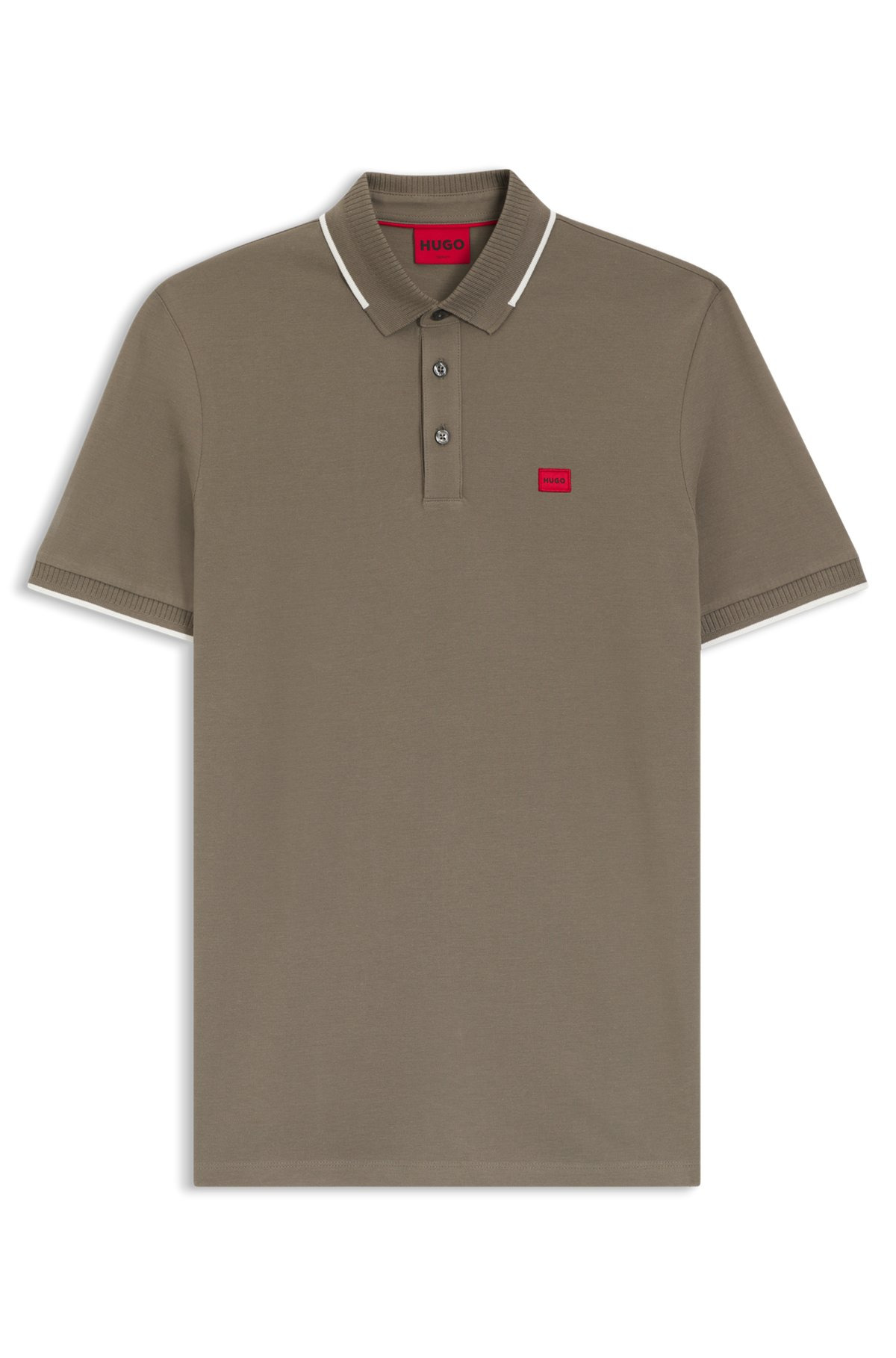 SLIM-FIT POLO SHIRT WITH RED LOGO LABEL - 1