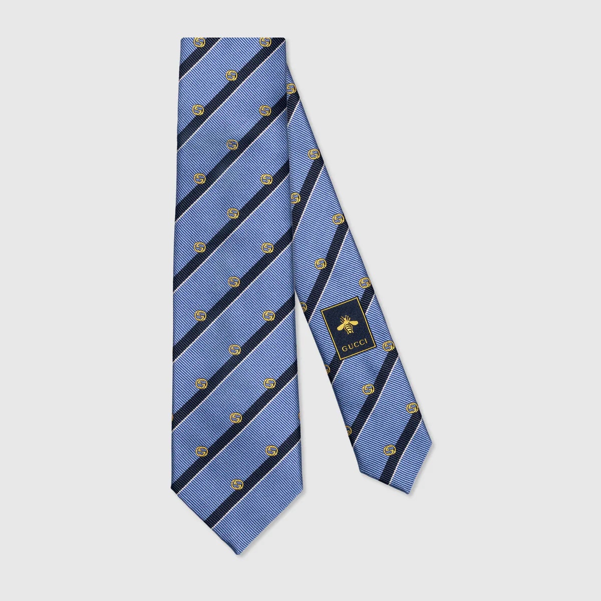 Striped silk tie with Interlocking G - 1