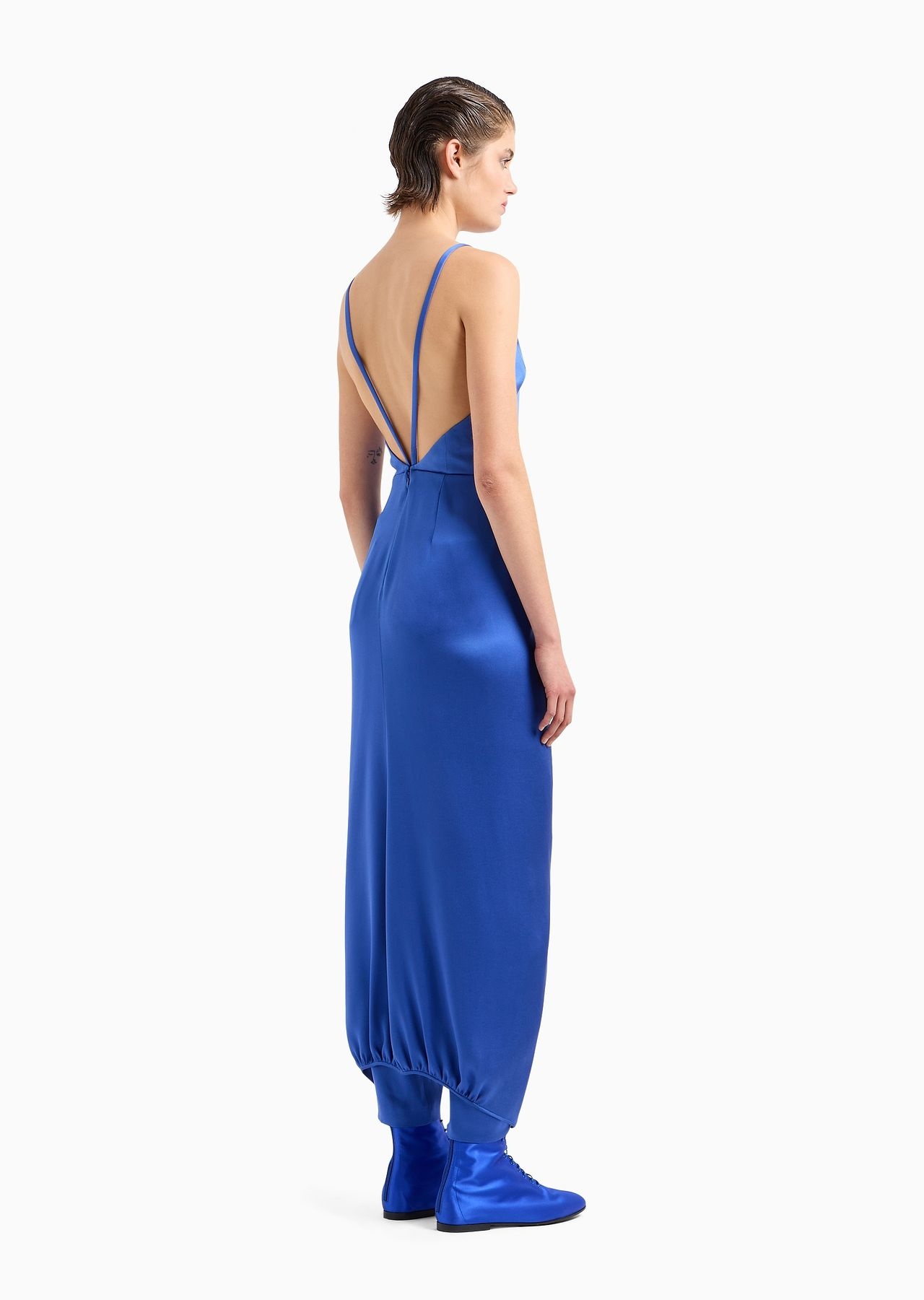 Double-faced silk-satin long dress - 3