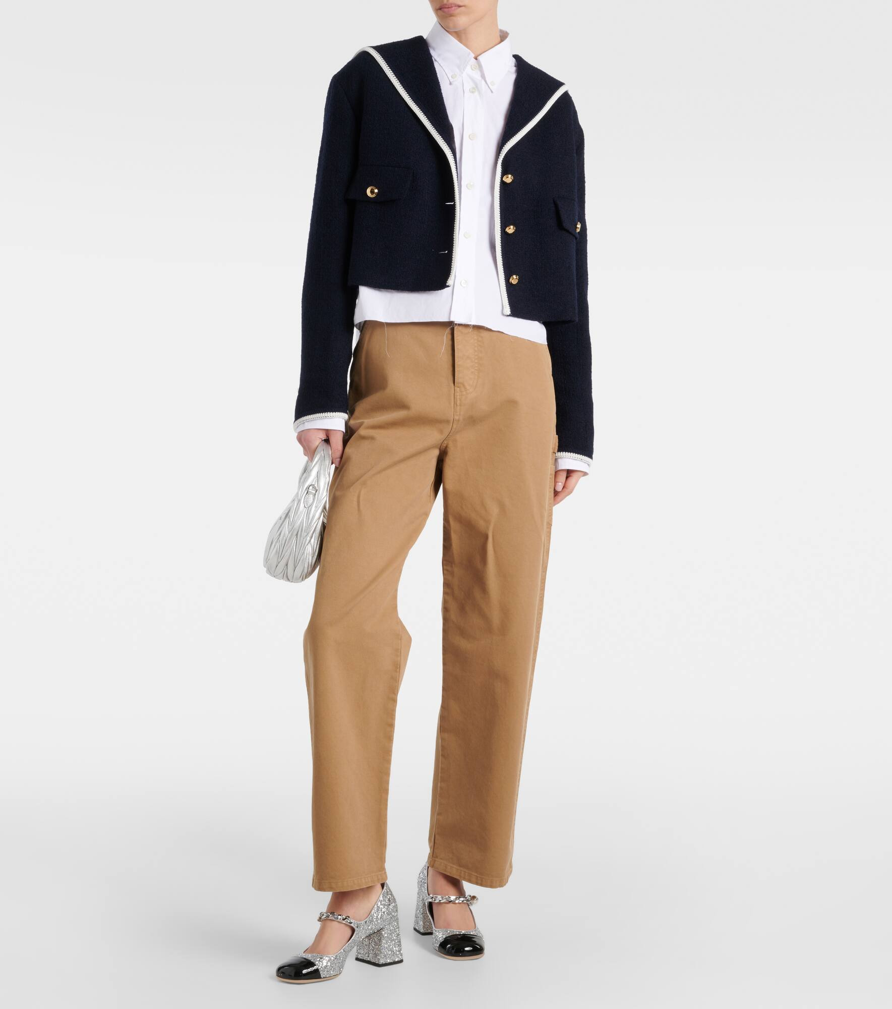 Cropped wool-blend tweed jacket - 2