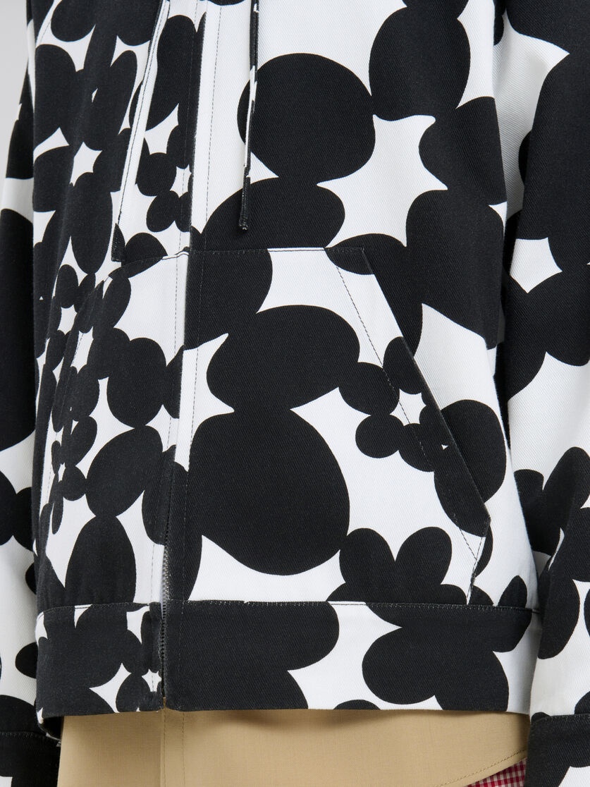 COTTON HOODIE WITH BLACK AND WHITE DILLIES PRINT - 5