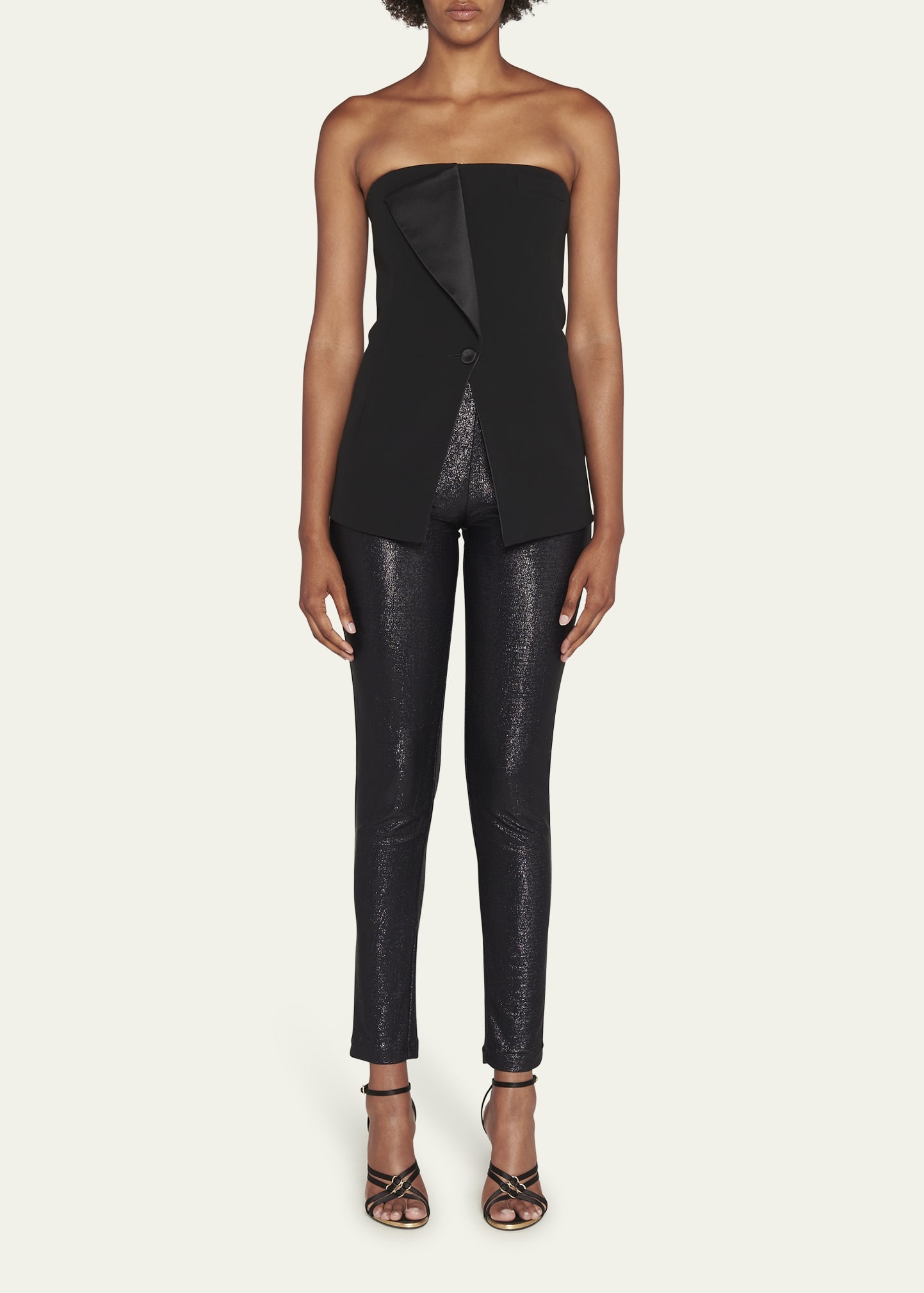 Metallic Sparkle Skinny-Leg Ankle Pants - 2