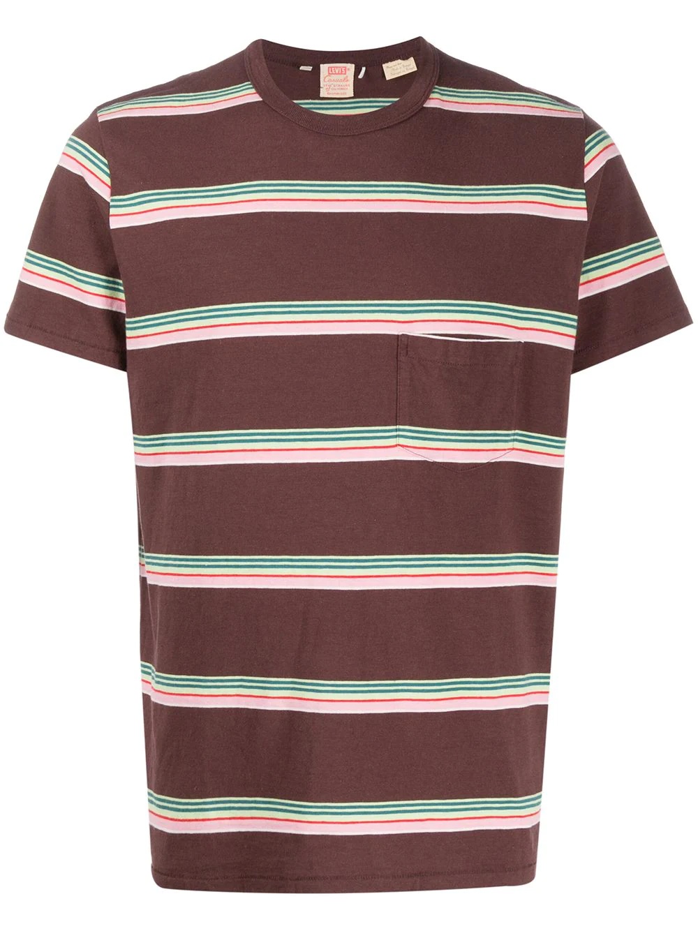 striped chest pocket T-shirt - 1