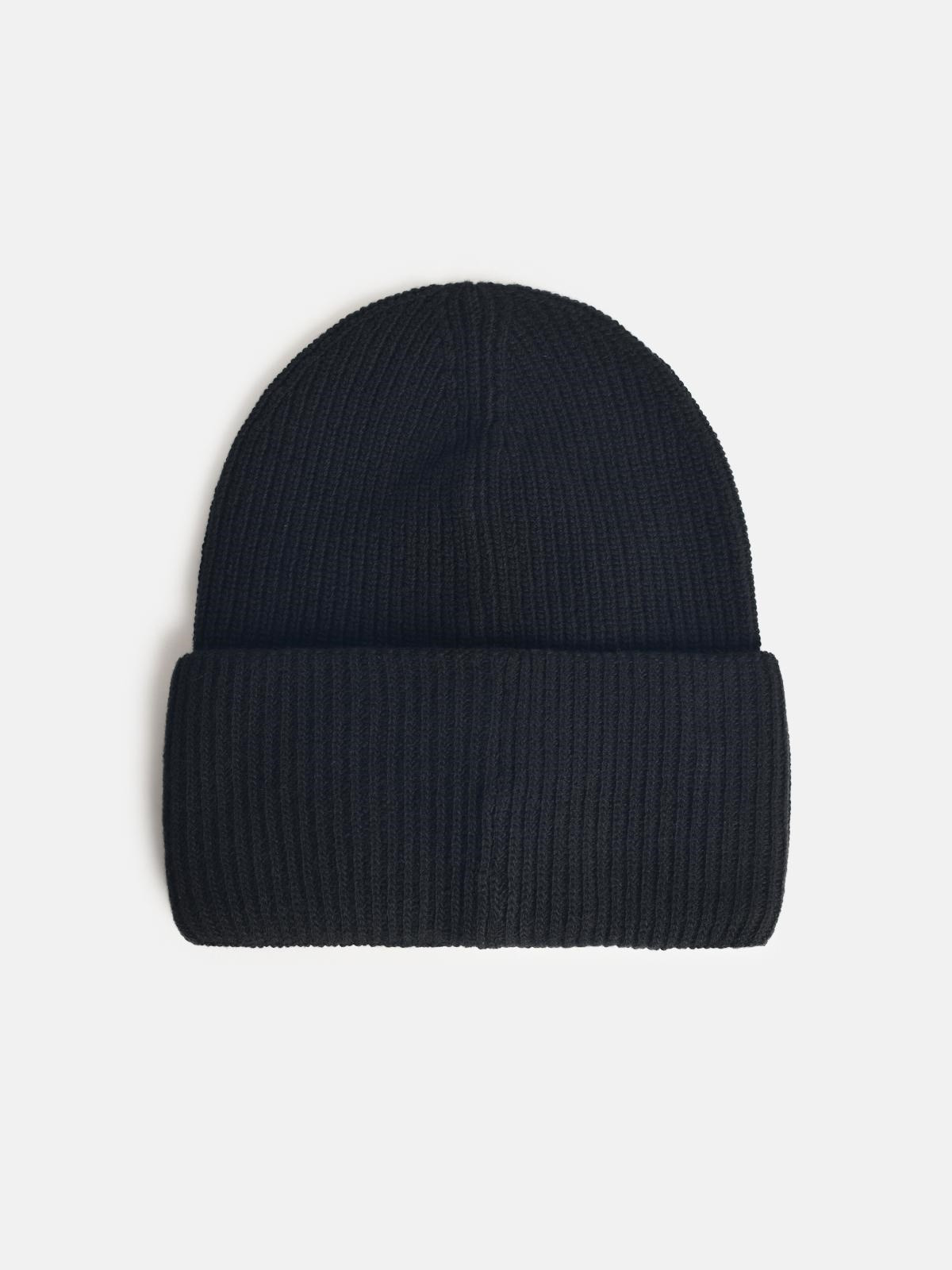 BLACK VIRGIN WOOL BEANIE - 2