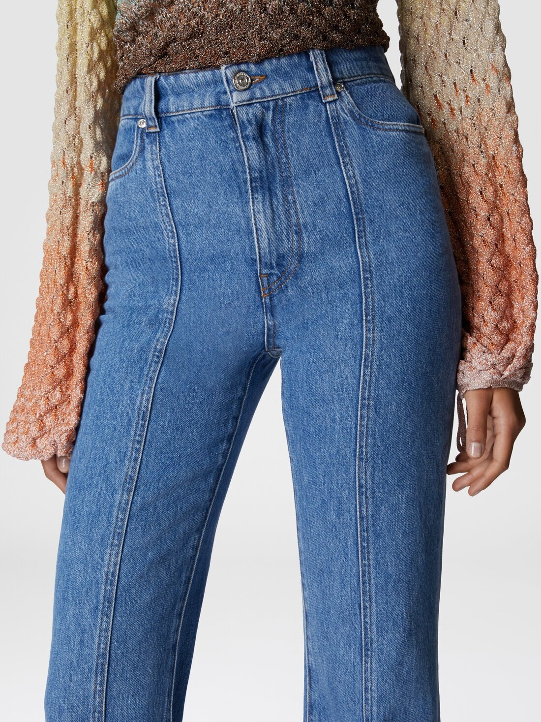 High-waisted five-pocket denim jeans - 5
