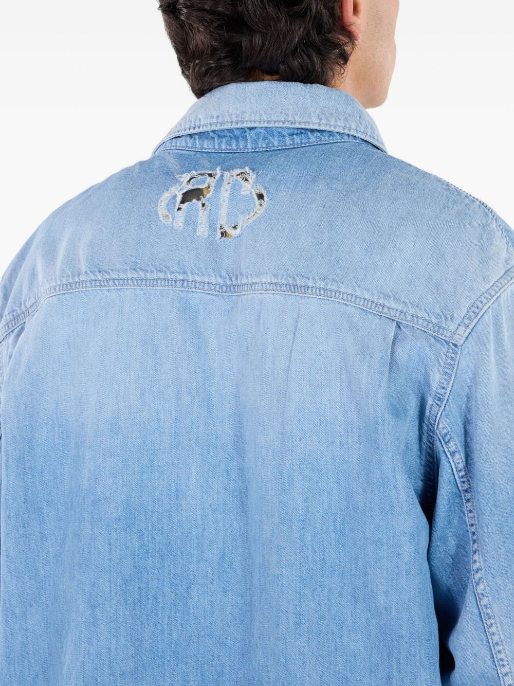 stud-button denim shirt - 5