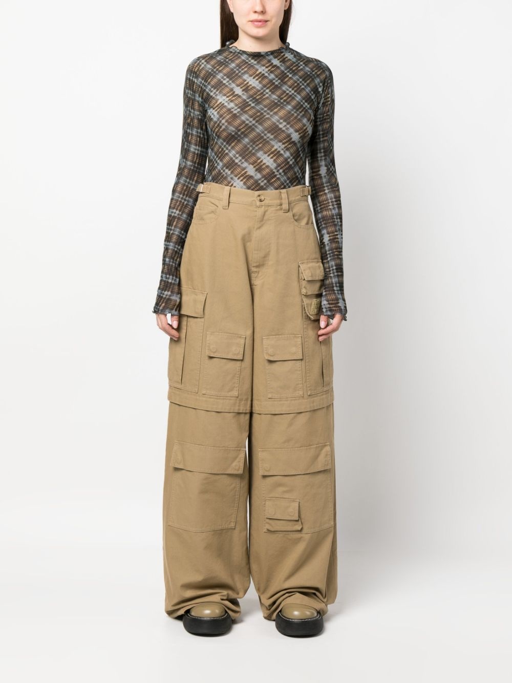 wide-leg cargo trousers - 3