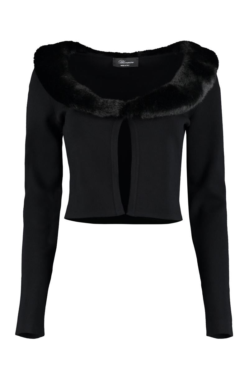 BLUMARINE FAUX FUR COLLAR CARDIGAN - 1