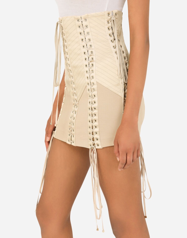 Jersey miniskirt with laces and eyelets - 3