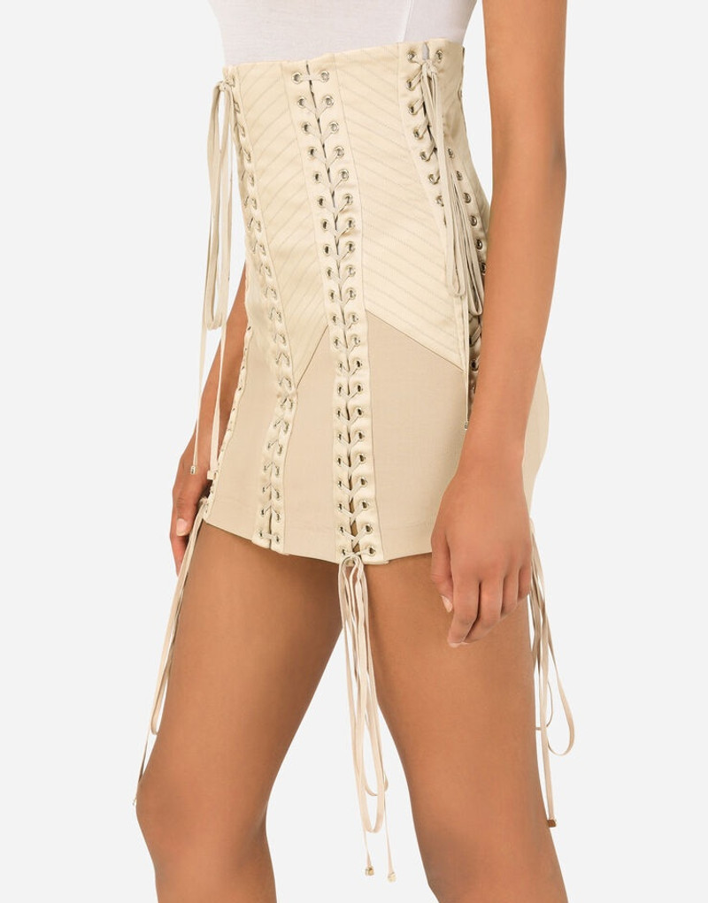 Jersey miniskirt with laces and eyelets 3
