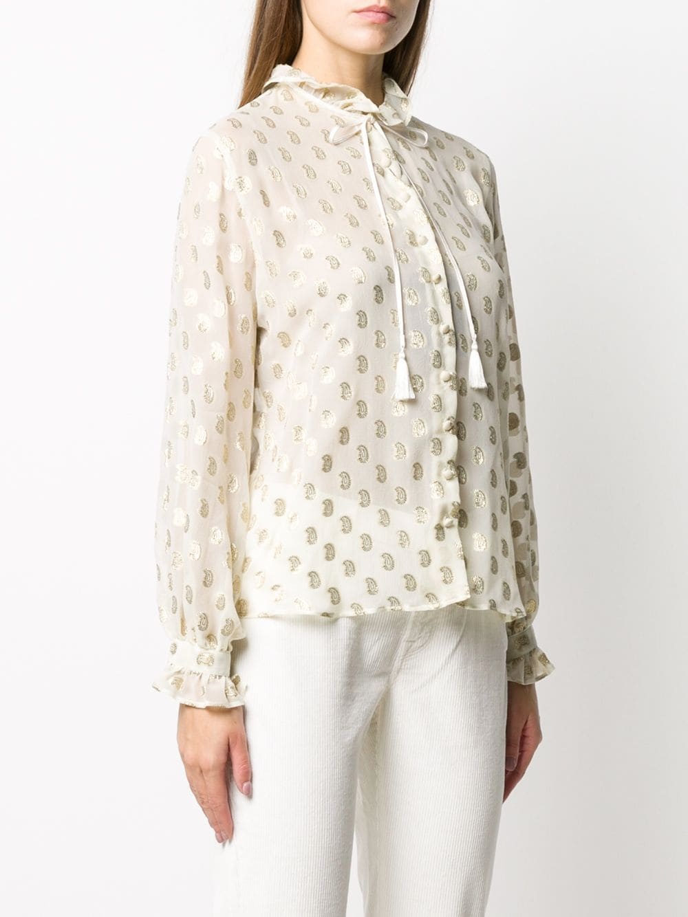 paisley-embroidery silk shirt - 3