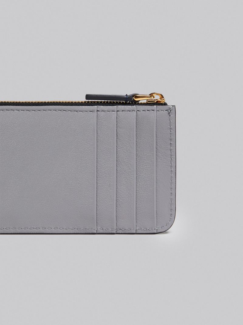 Marni GREY AND BLUE LEATHER CARD CASE outlook