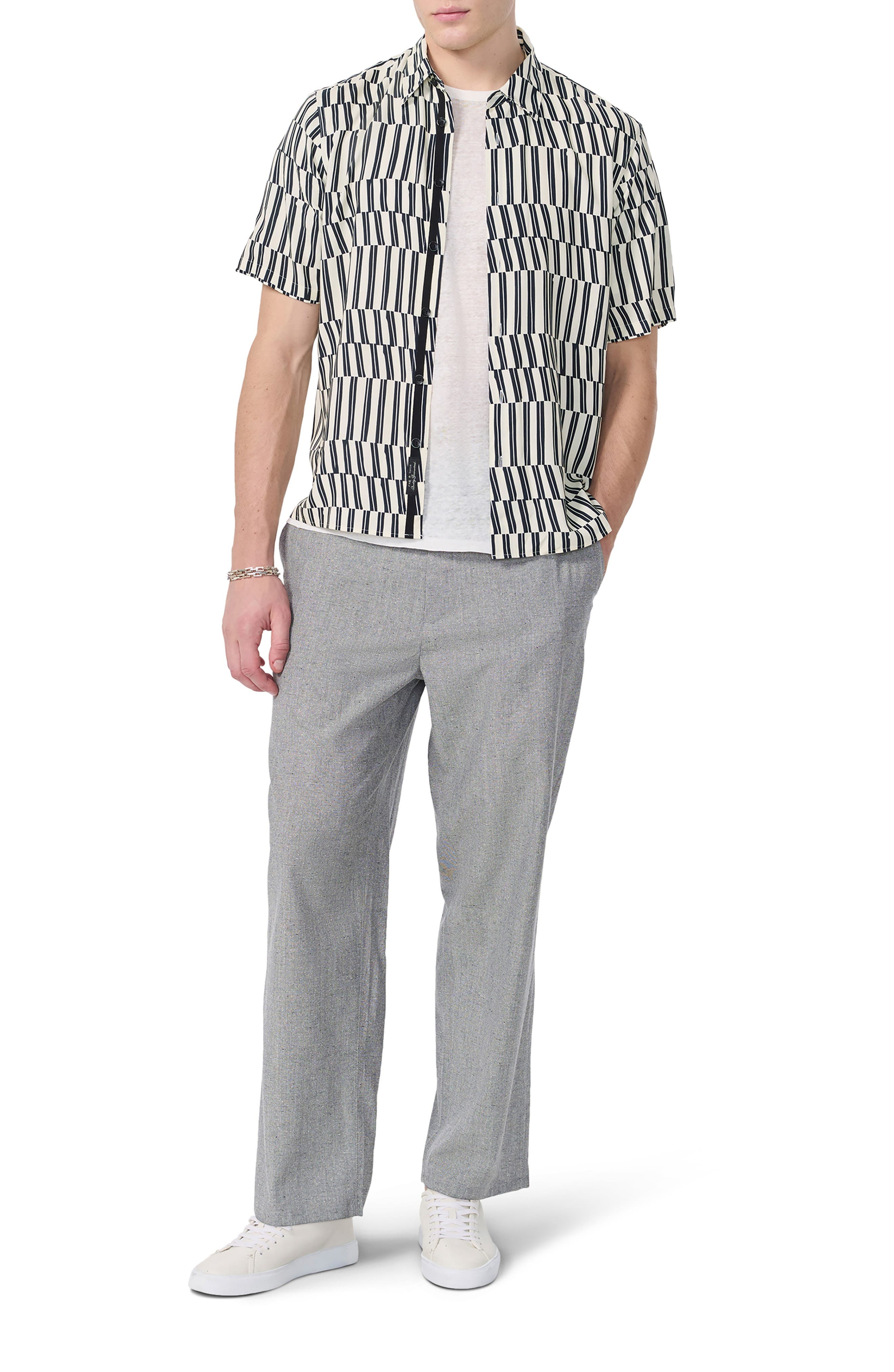 rag & bone Dalton Print Short Sleeve Button-Up Shirt in Blue/White Joff Print at Nordstrom - 7