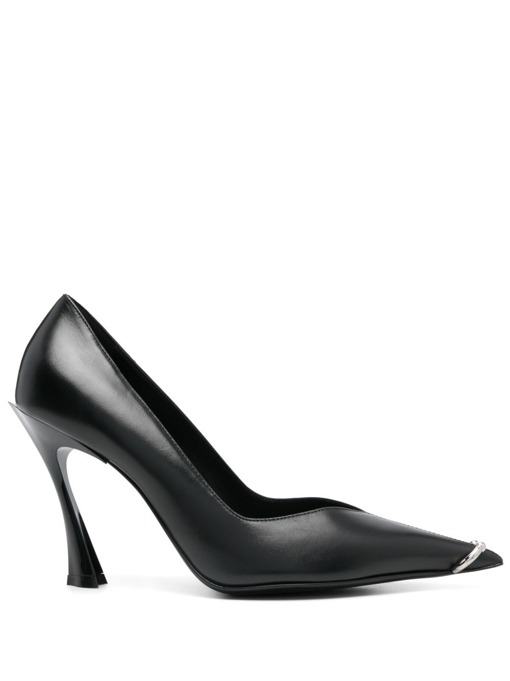 90mm leather piercing fang pumps - 1