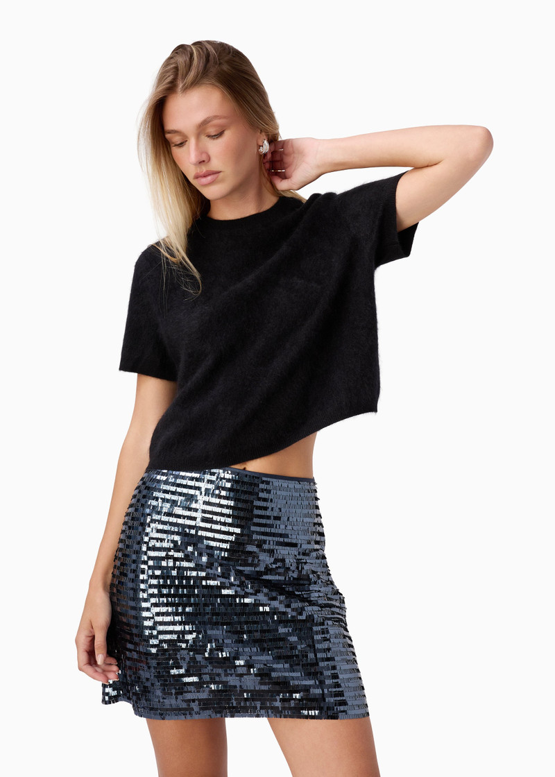FAYRUZ MID RISE SEQUIN MINI SKIRT COAL 4