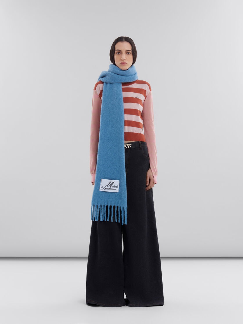 BRIGHT BLUE ALPACA SCARF - 2