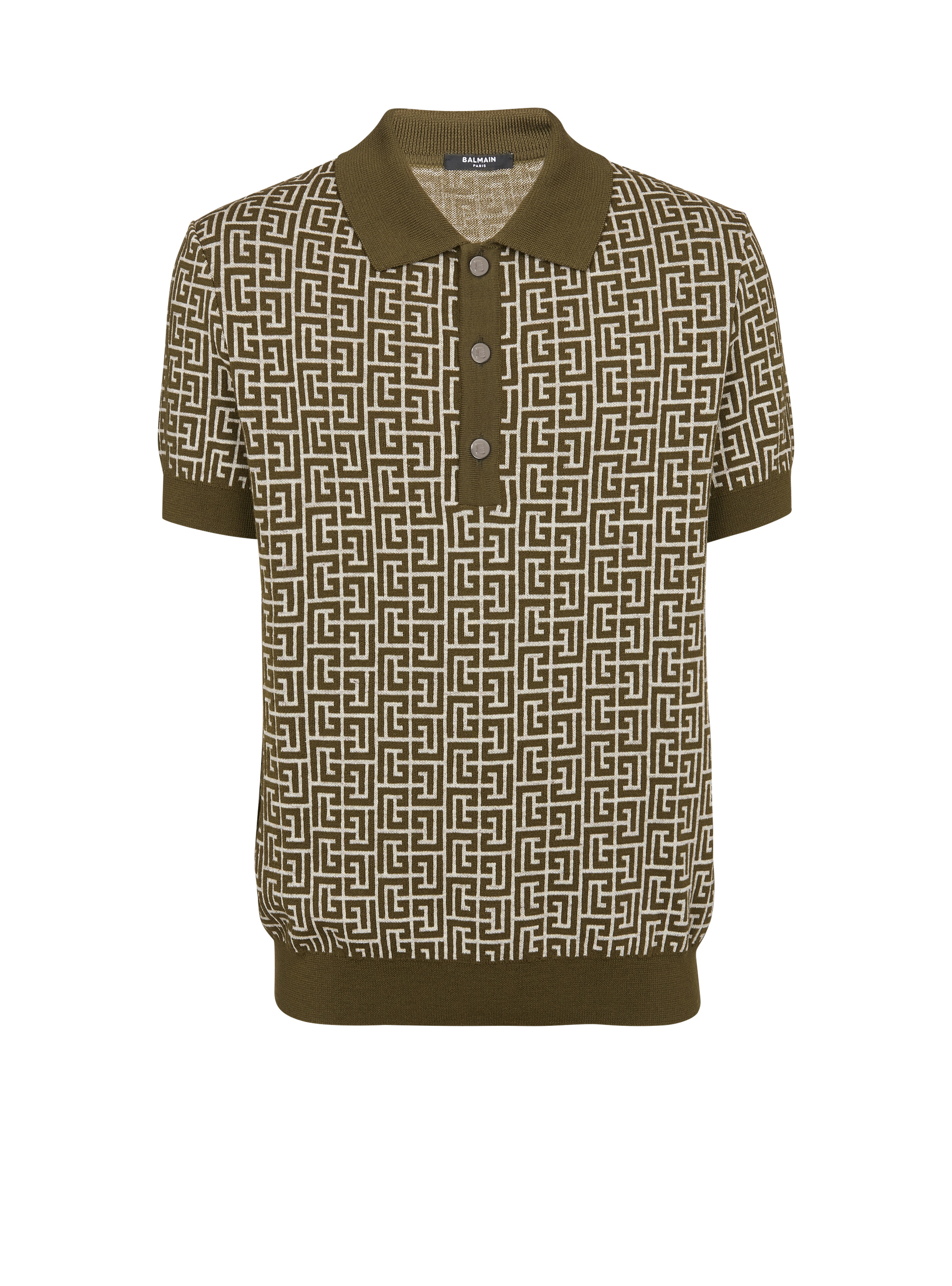 Wool polo shirt with monogram - 1