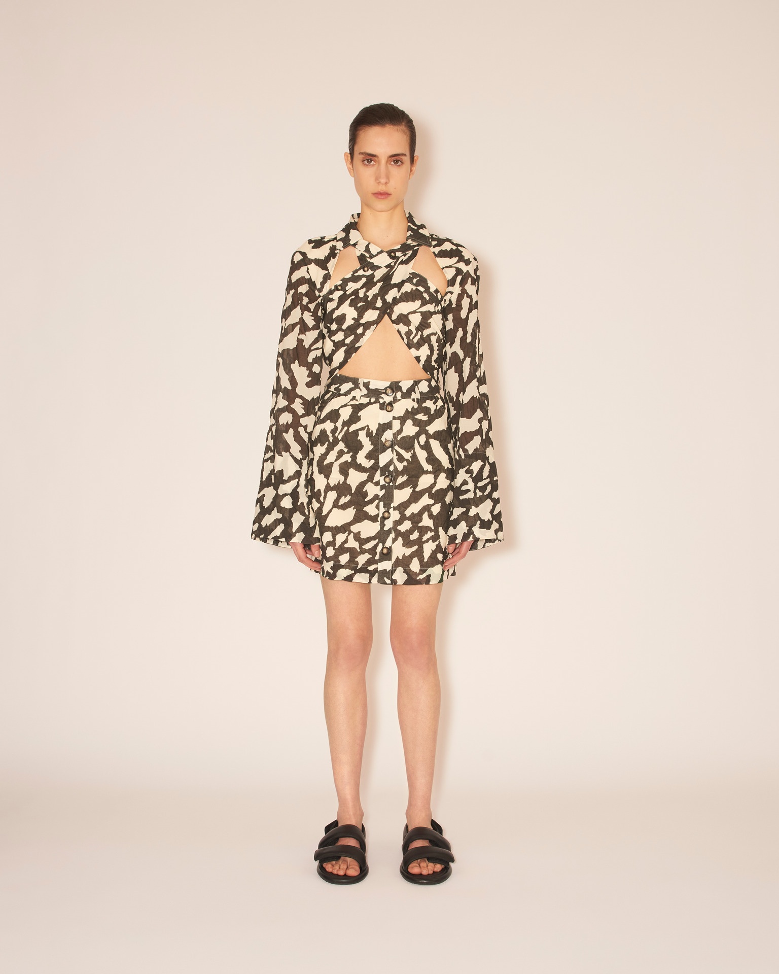 LYCKA - Button down a-line mini skirt - Animal print - 2