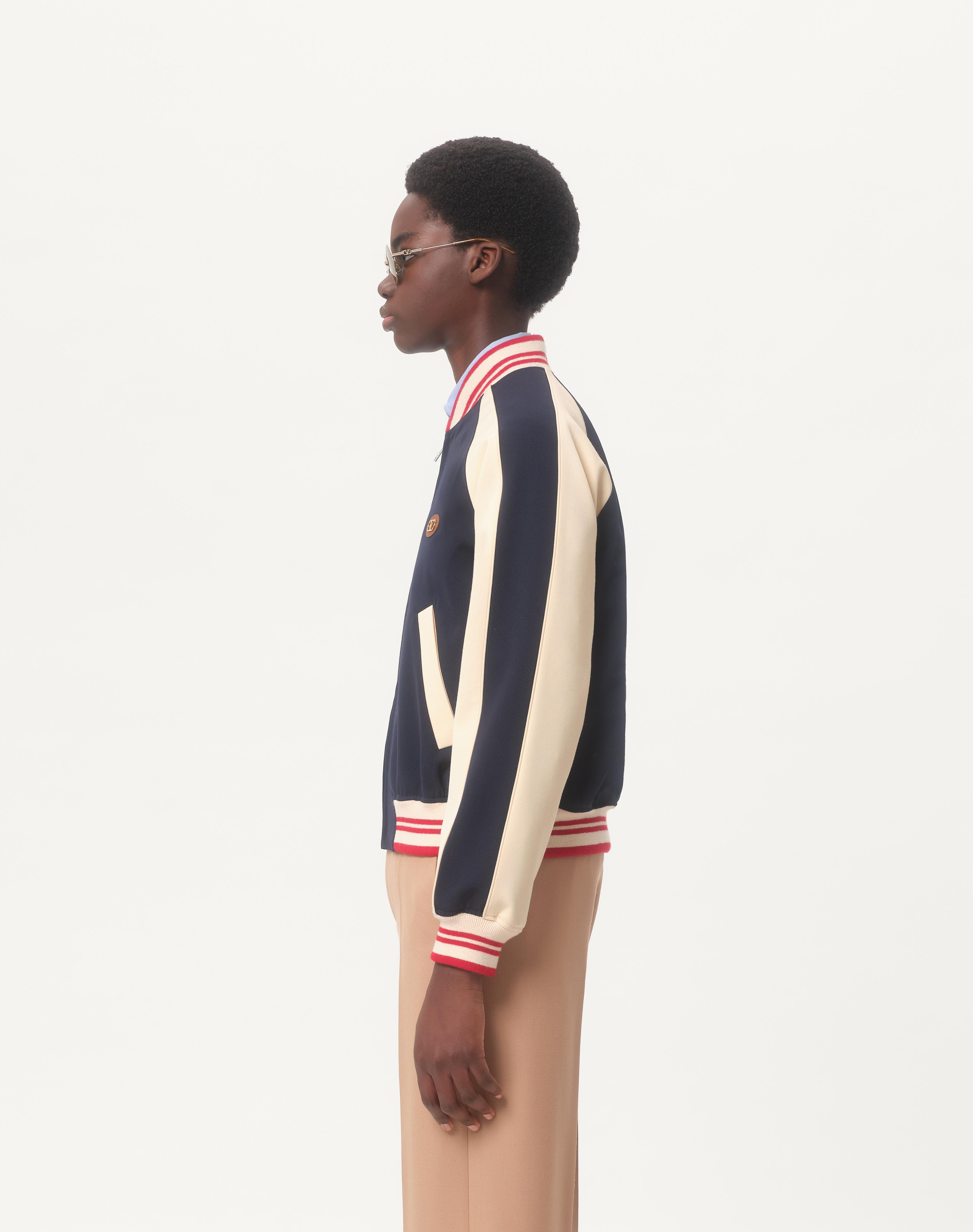 WOOL AND COTTON BOMBER JACKET WITH VLOGO AND CHAT DE LA MAISON PATCH - 6