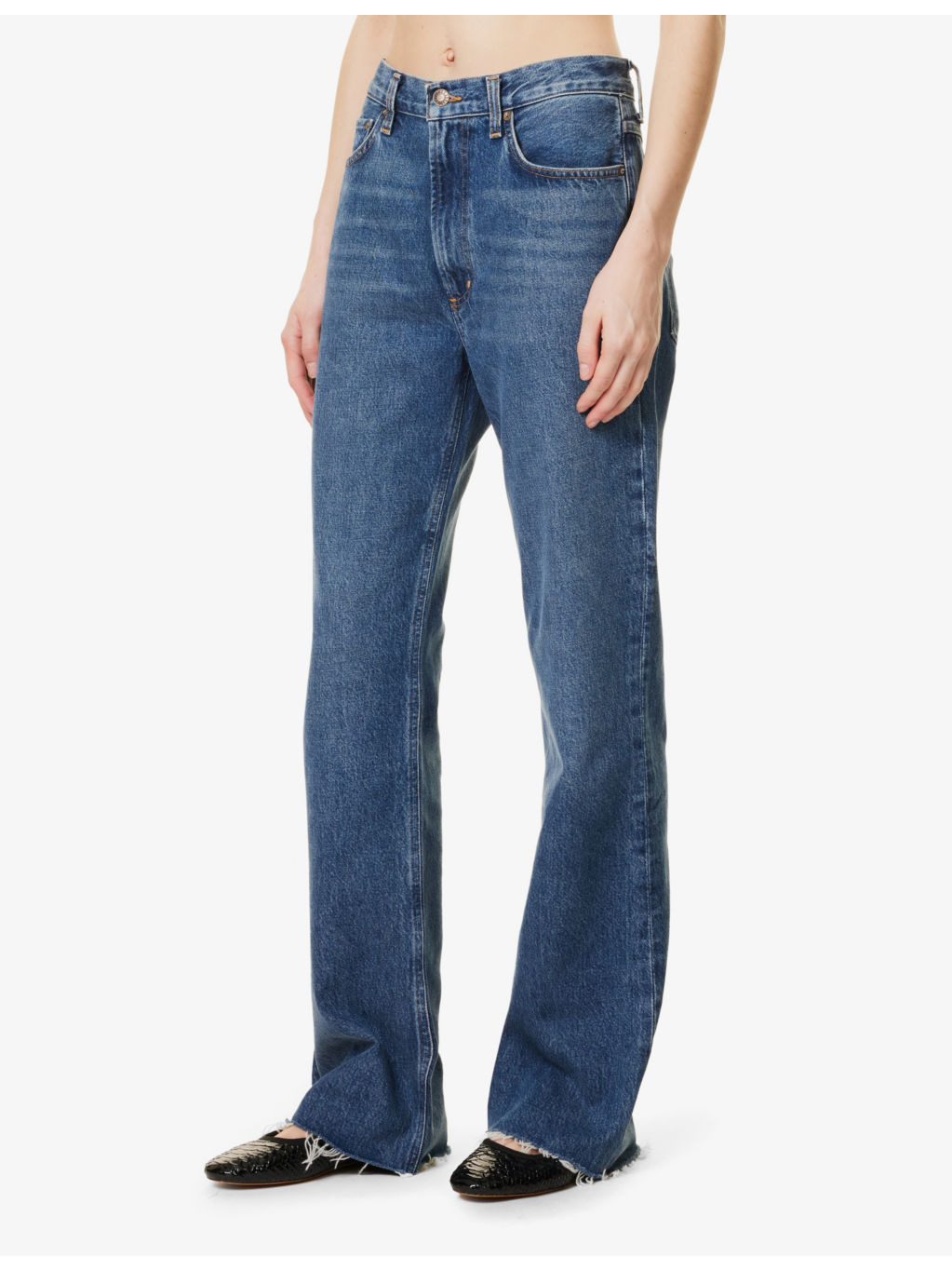 Leena Fringed-Cuffs Straight-Leg Mid-Rise Denim-Blend Jeans - 3