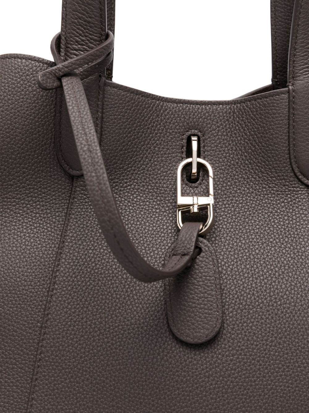 grained leather clasp tote bag - 3