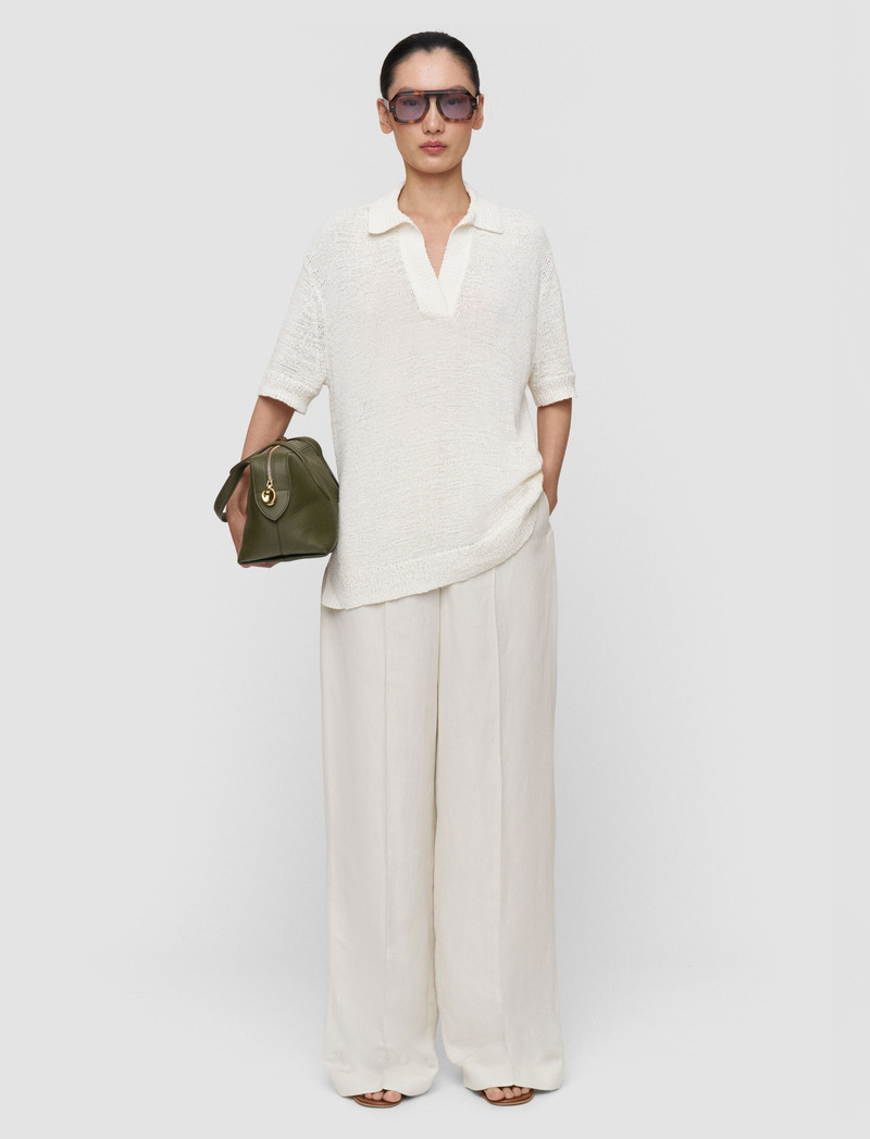 JOSEPH Rian Open Cotton Knit Polo Top outlook