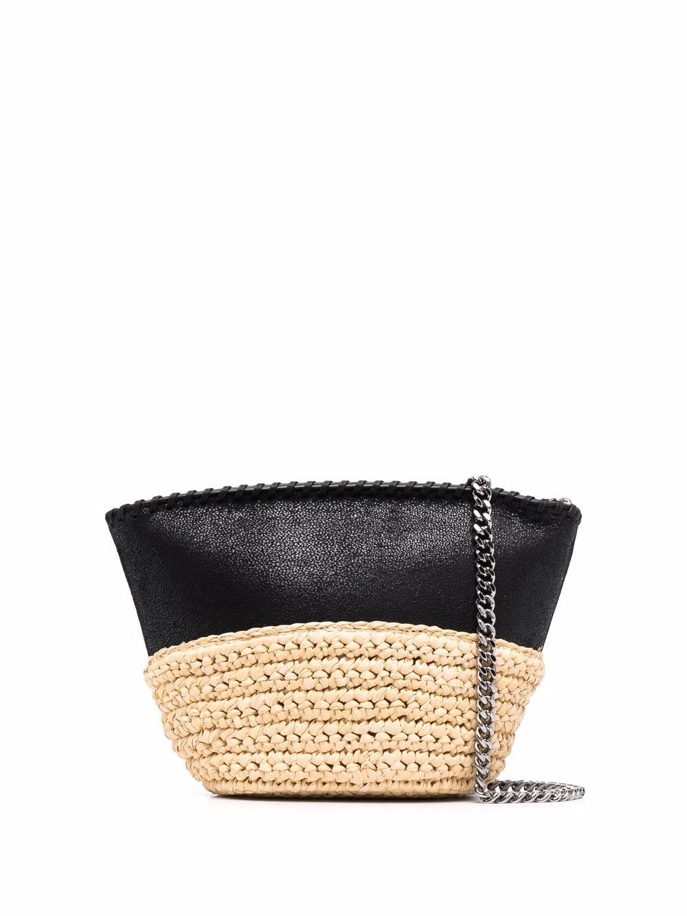 raffia detailing chain-link crossbody bag - 1