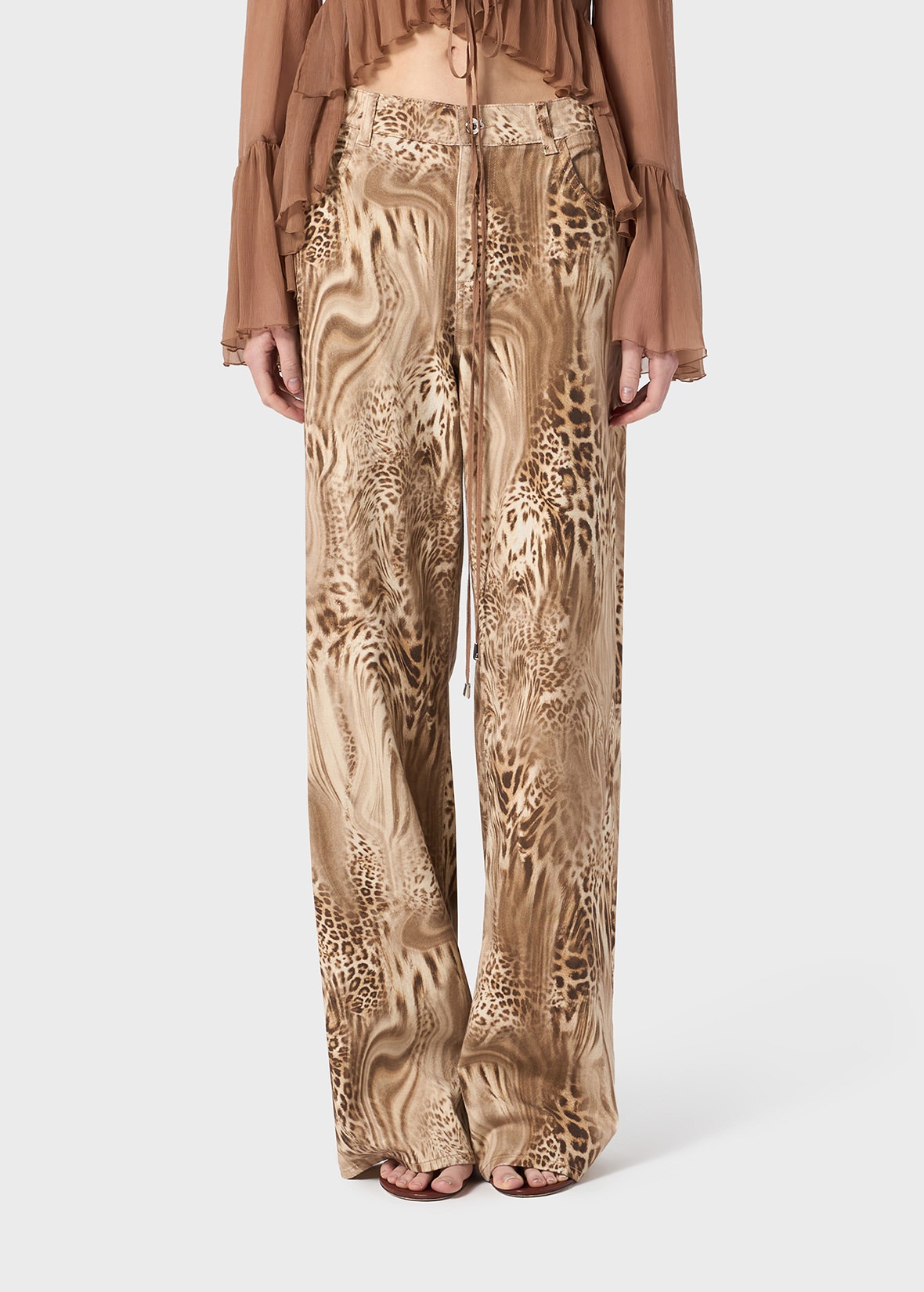 COTTON BULL JEANS WITH LIQUID LEOPARD PRINT - 3