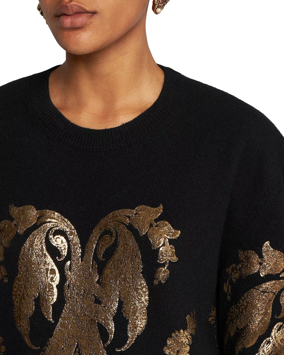 Etro Metallic Jacquard Crewneck Sweater | bloomingdales | REVERSIBLE 