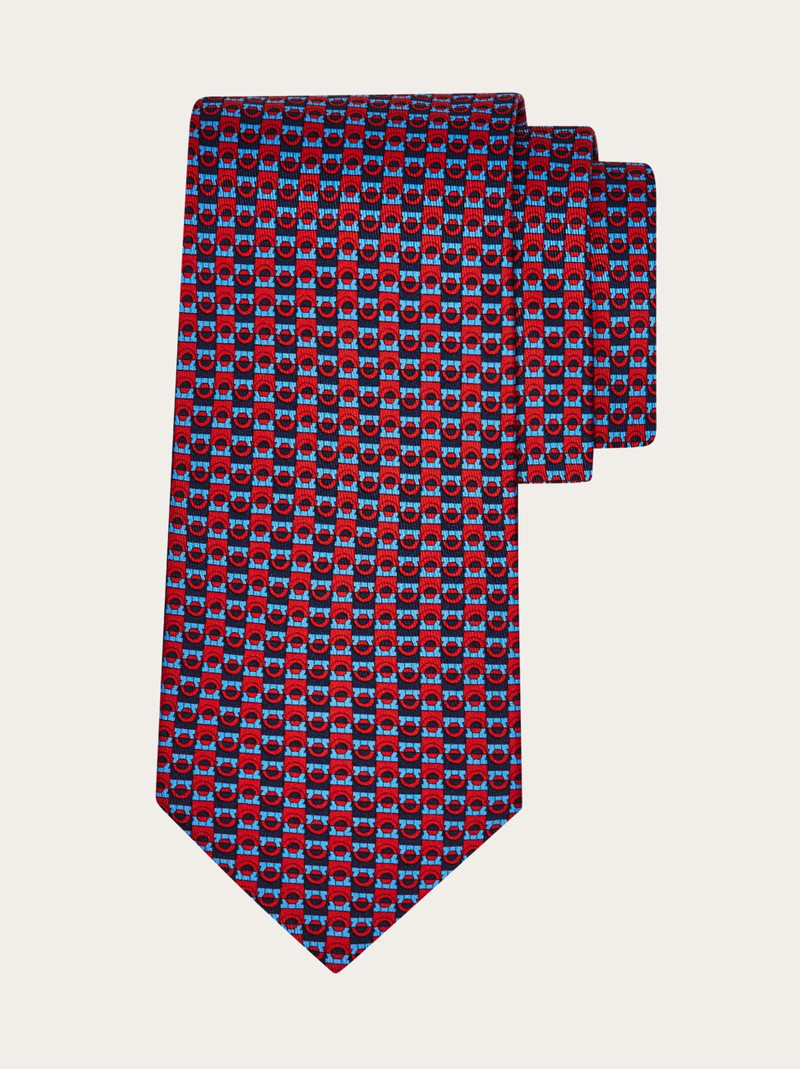 Gancini bicolor print silk tie 1