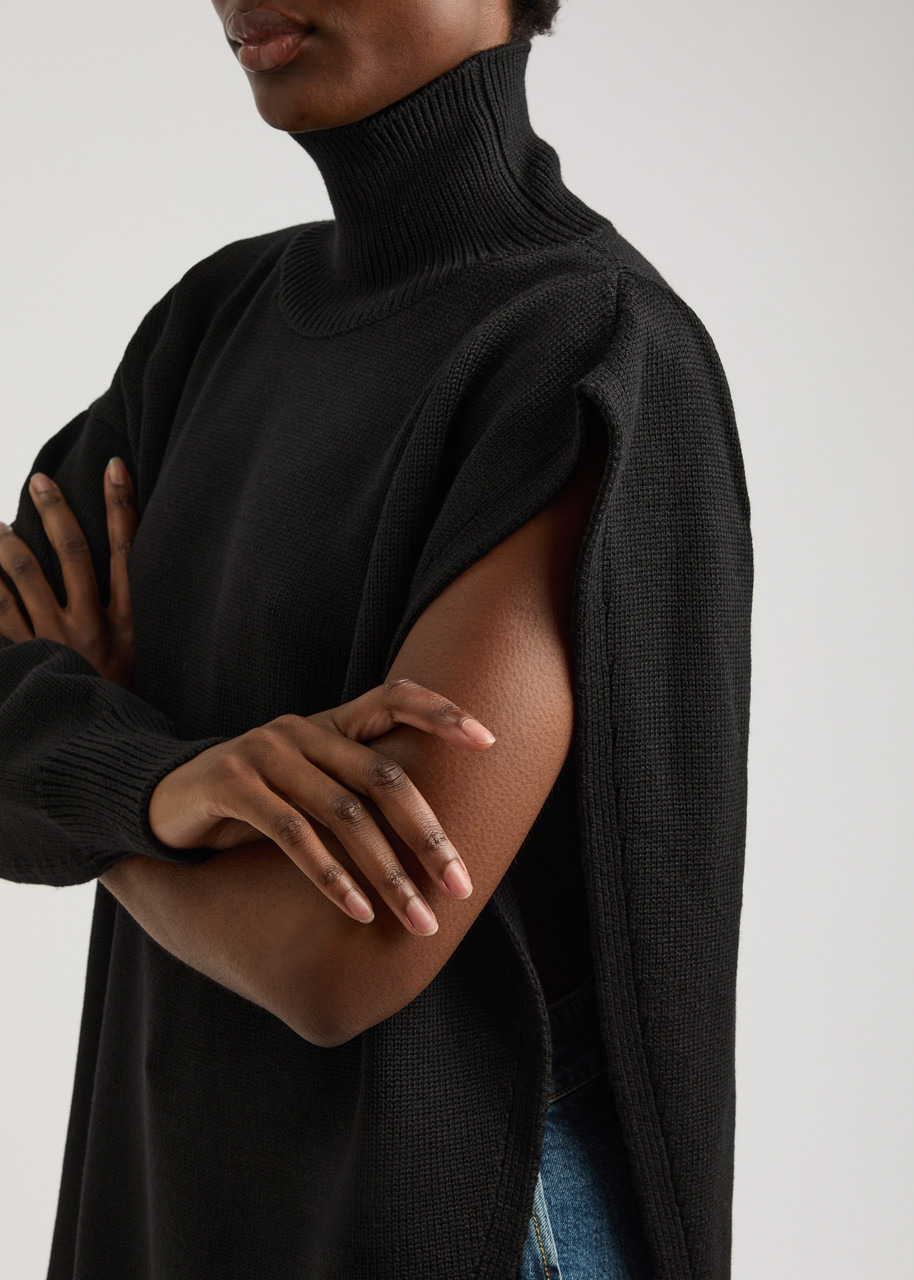 Alaïa Asymmetric Cape-effect Wool Jumper - 5