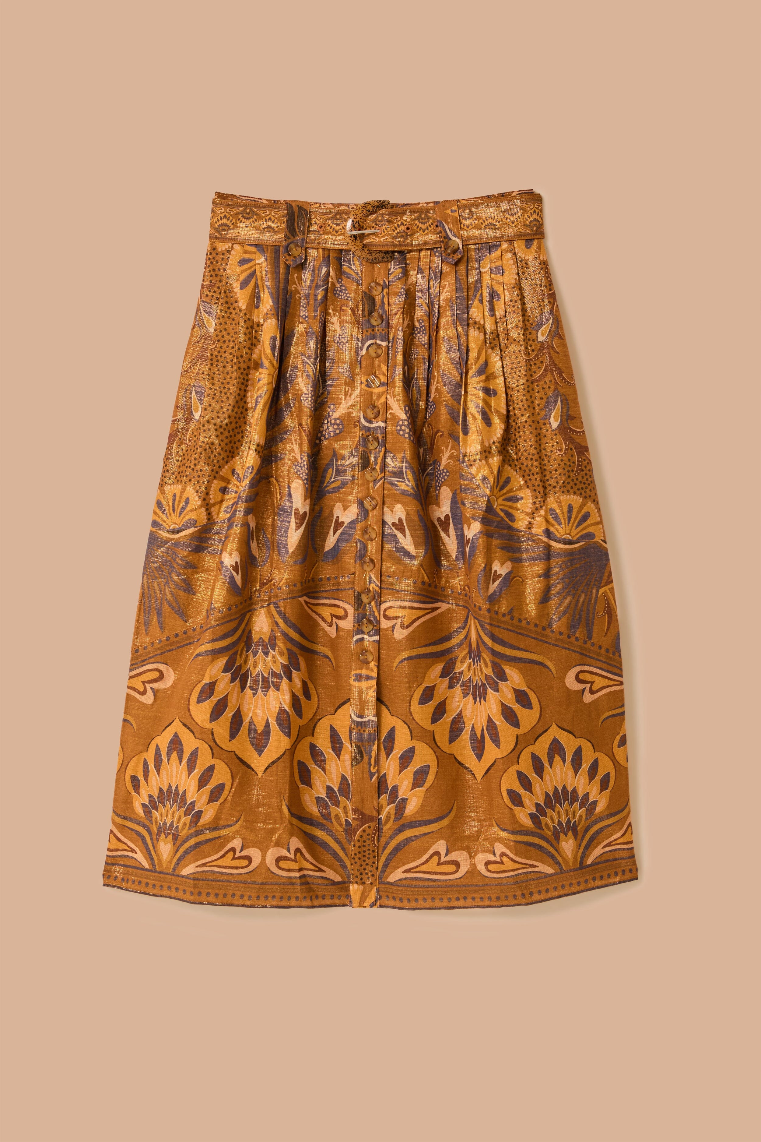 Gold Heart Forest Midi Skirt - 5