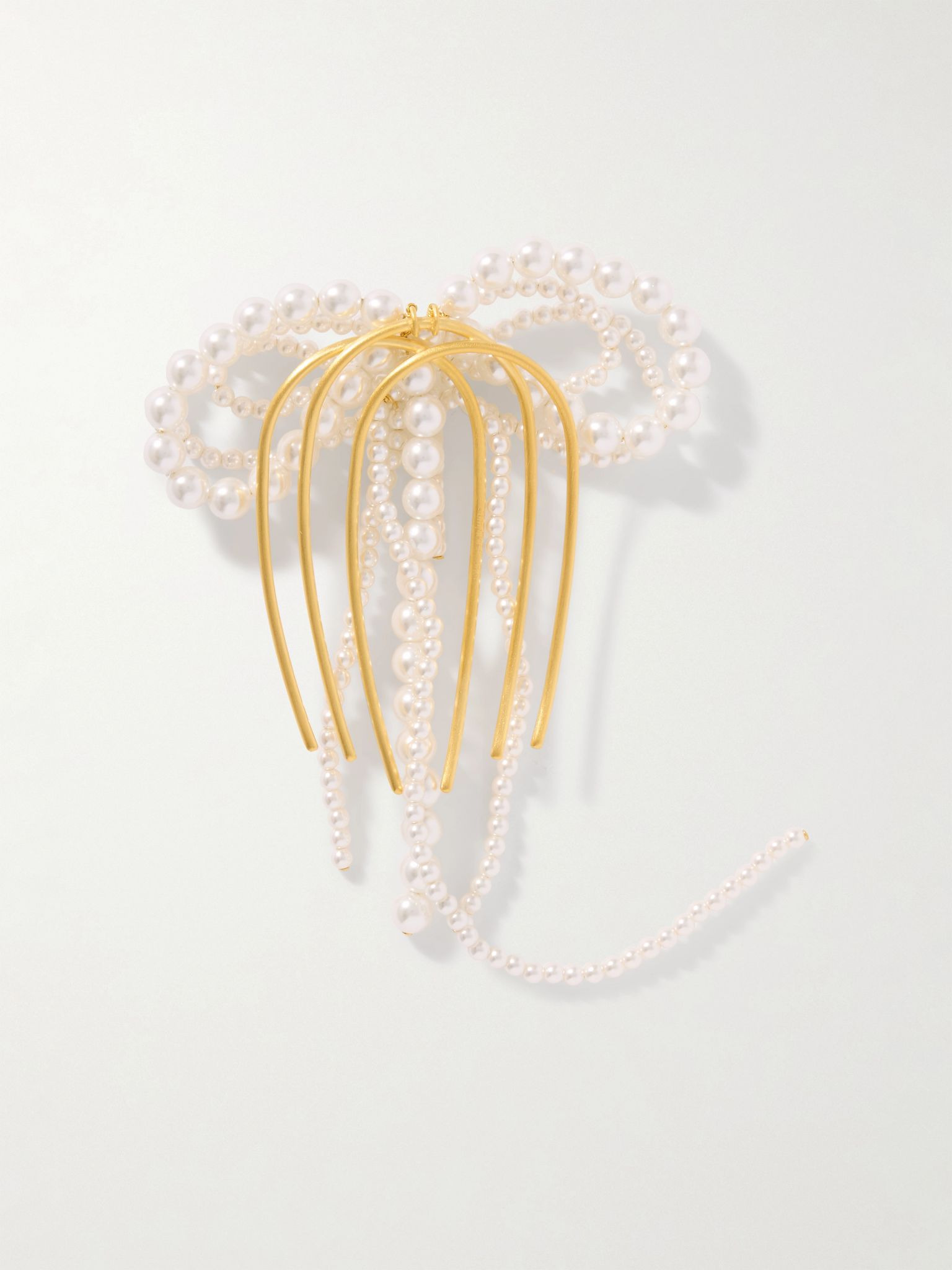 Gold-plated faux pearl hair comb Ivory - 3
