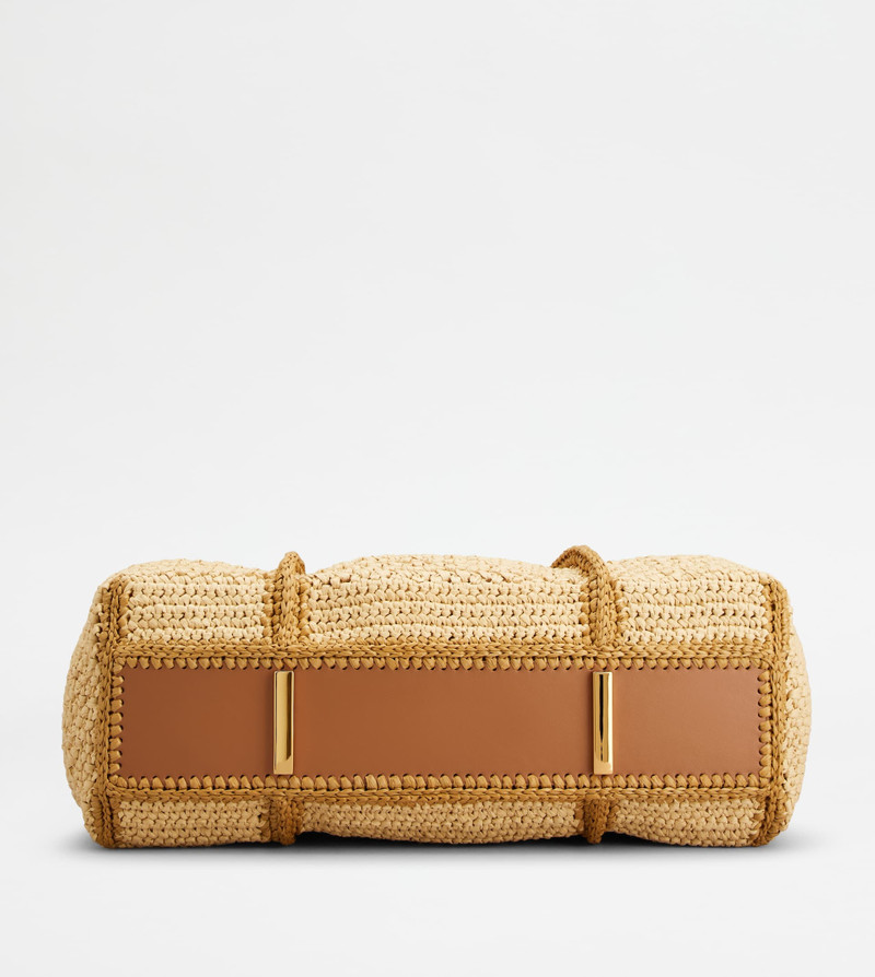 T TIMELESS SHOPPING BAG IN RAFFIA LARGE - NATURAL, BROWN 3