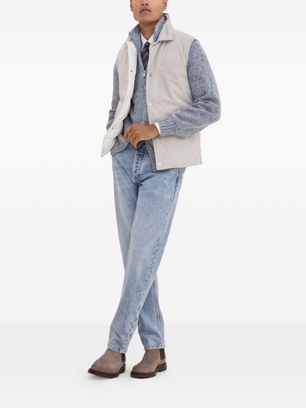 suede down vest - 2