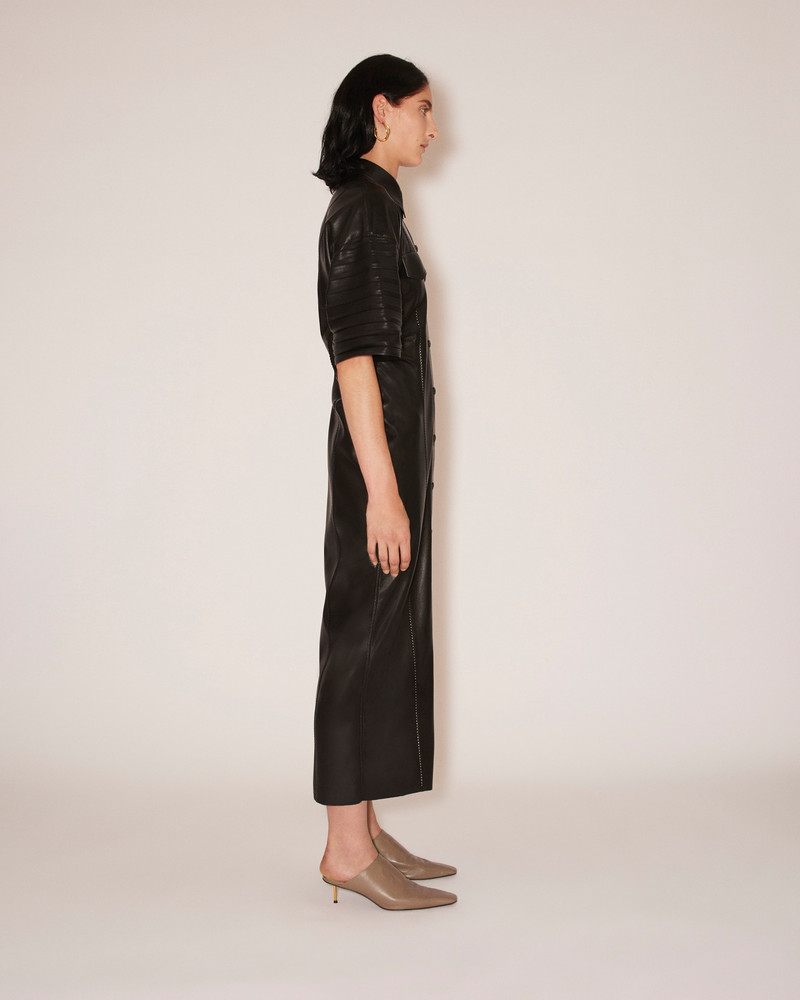 TAISSA - Vegan leather corrugated effect dress - Black 3