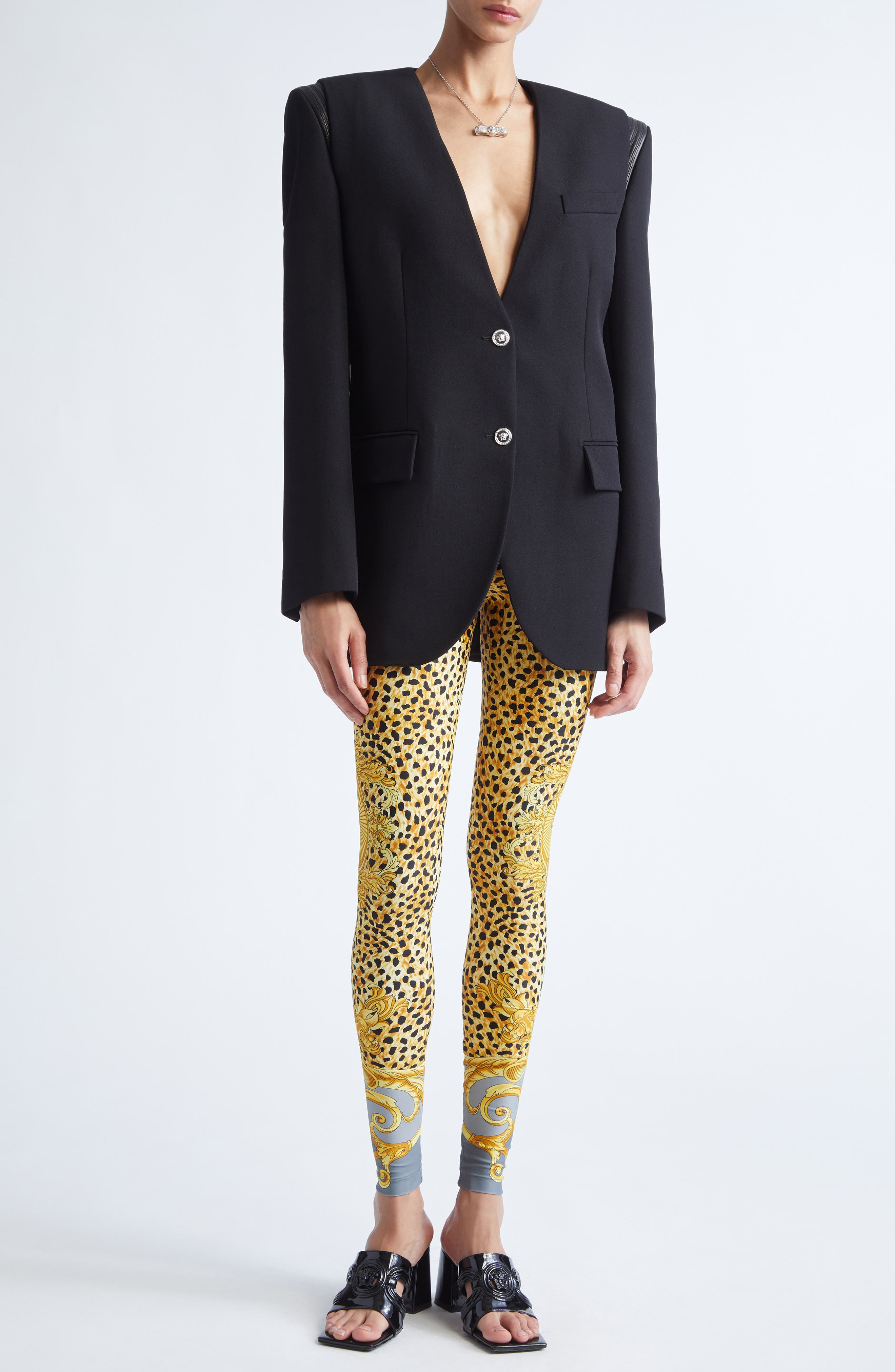 Versace Virgin Wool Blazer in Black at Nordstrom - 8