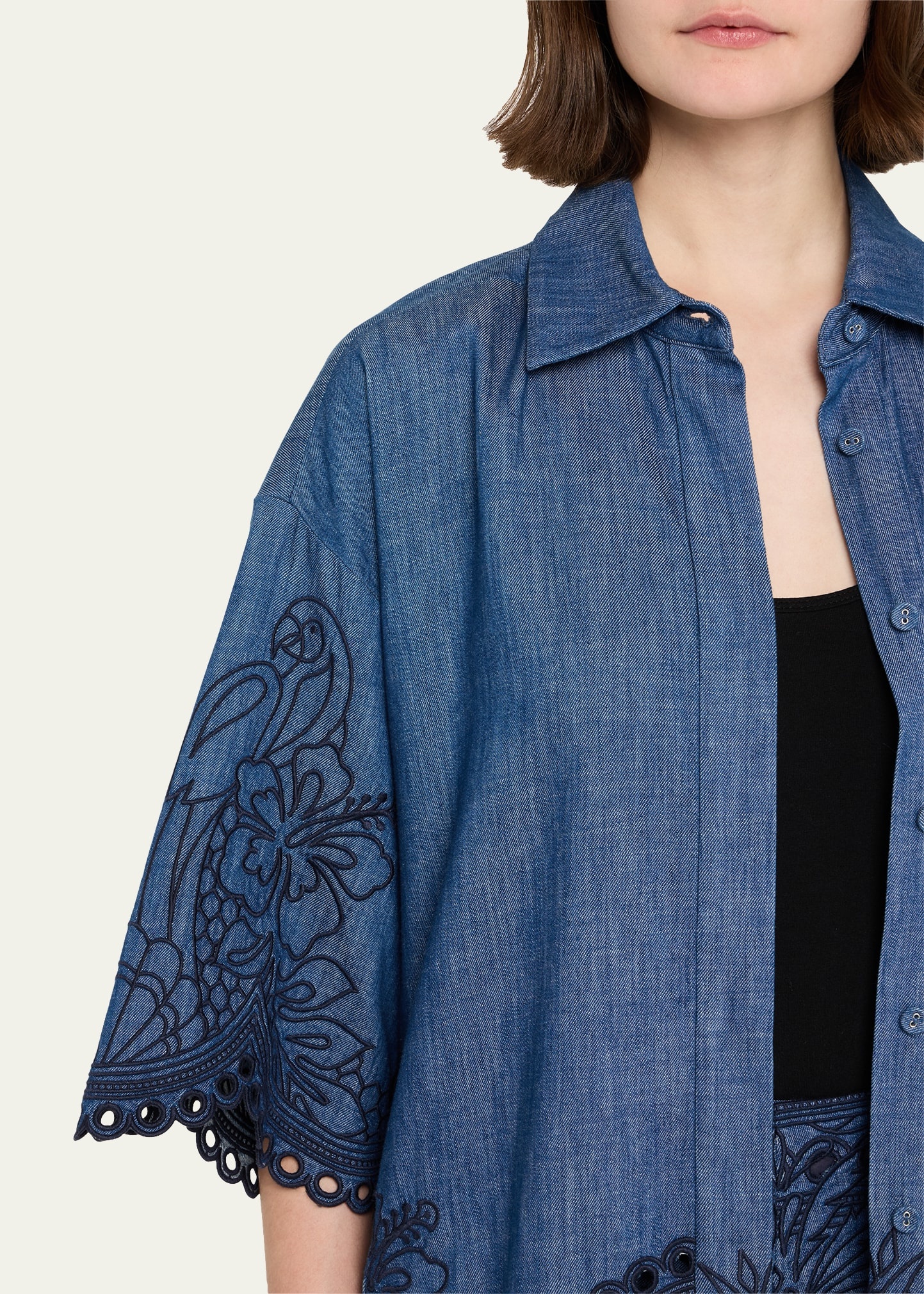 Coco Embroidered Denim Shirt - 5